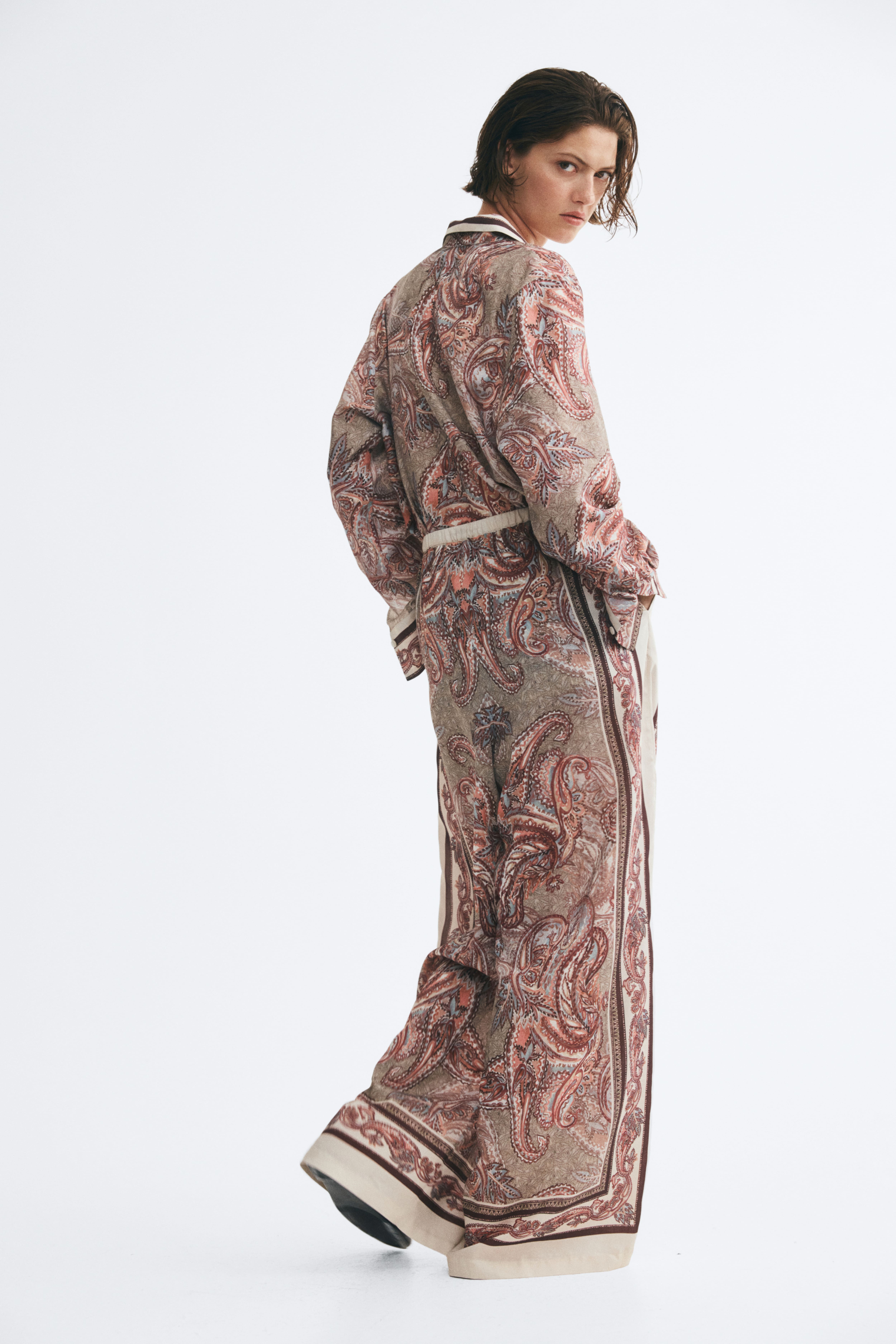 Pantalon en viscose mélangée avec taille élastique