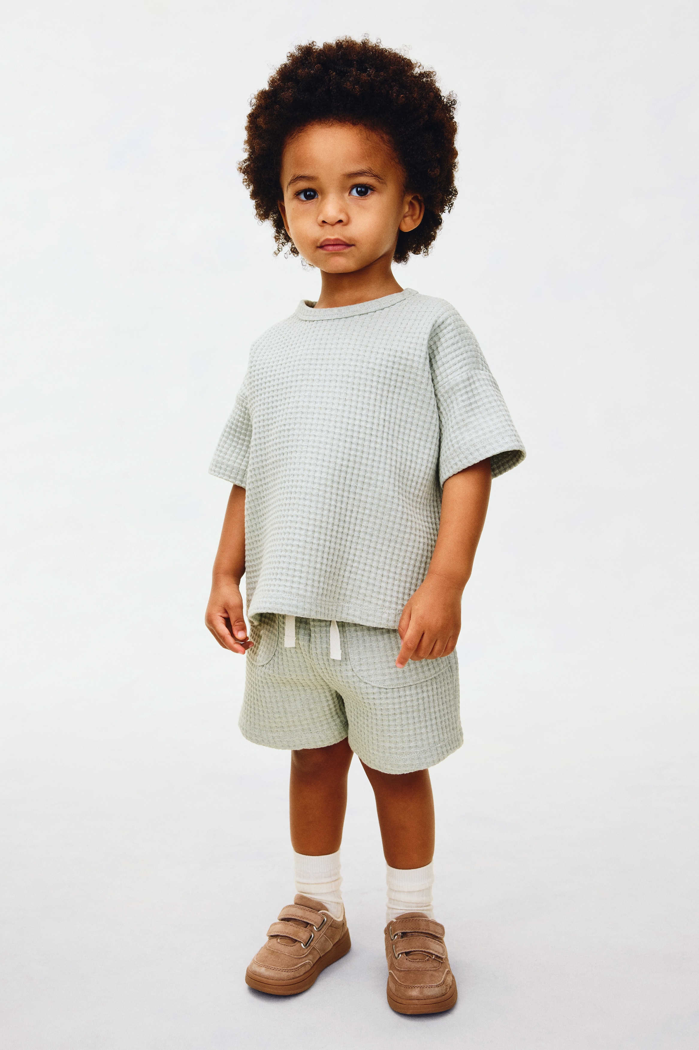 2-Piece Waffled Cotton Set - Light green