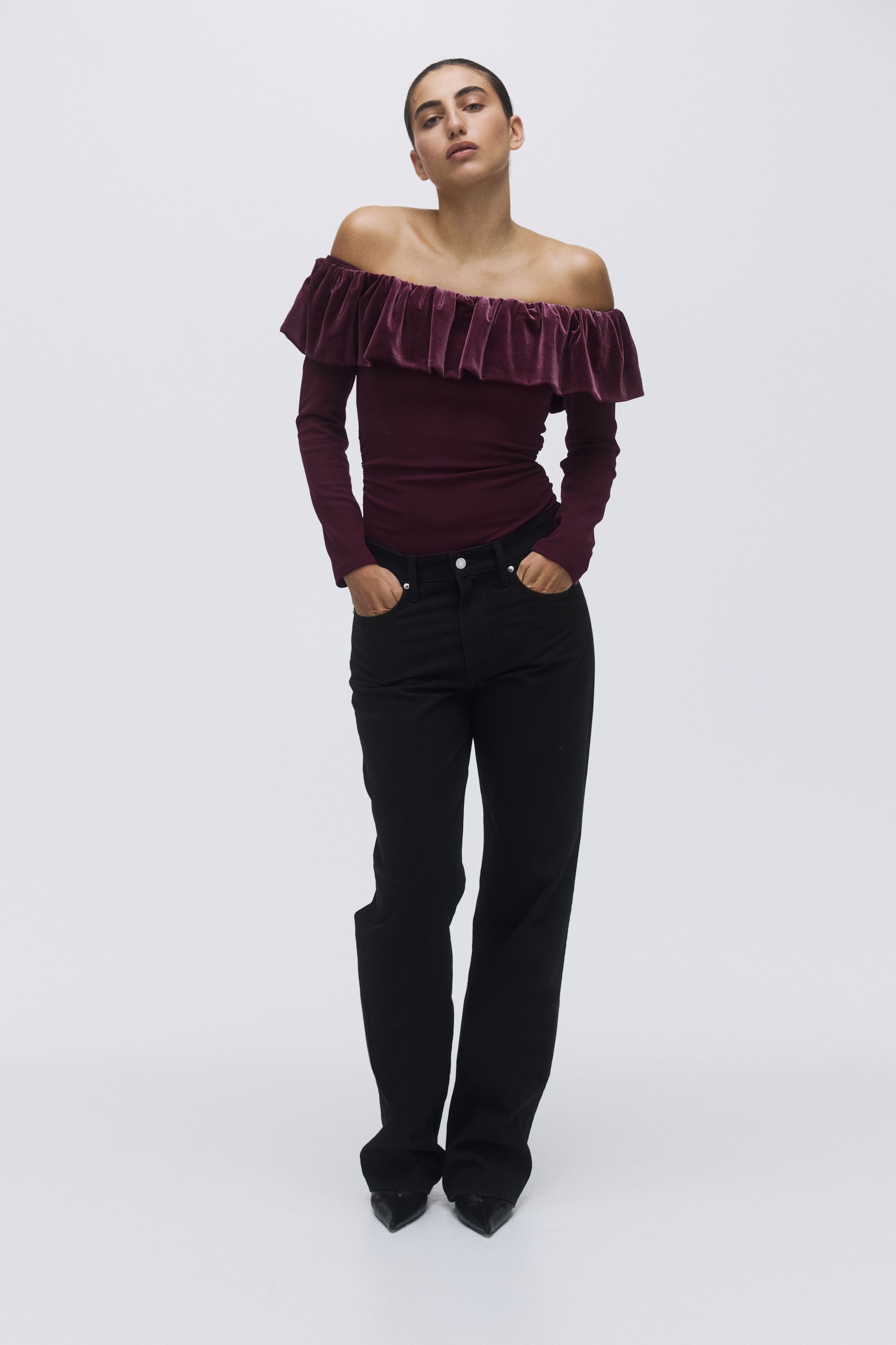 Agrandir l'image: Body épaules nues - Burgundy - FEMME | H&M FR 1