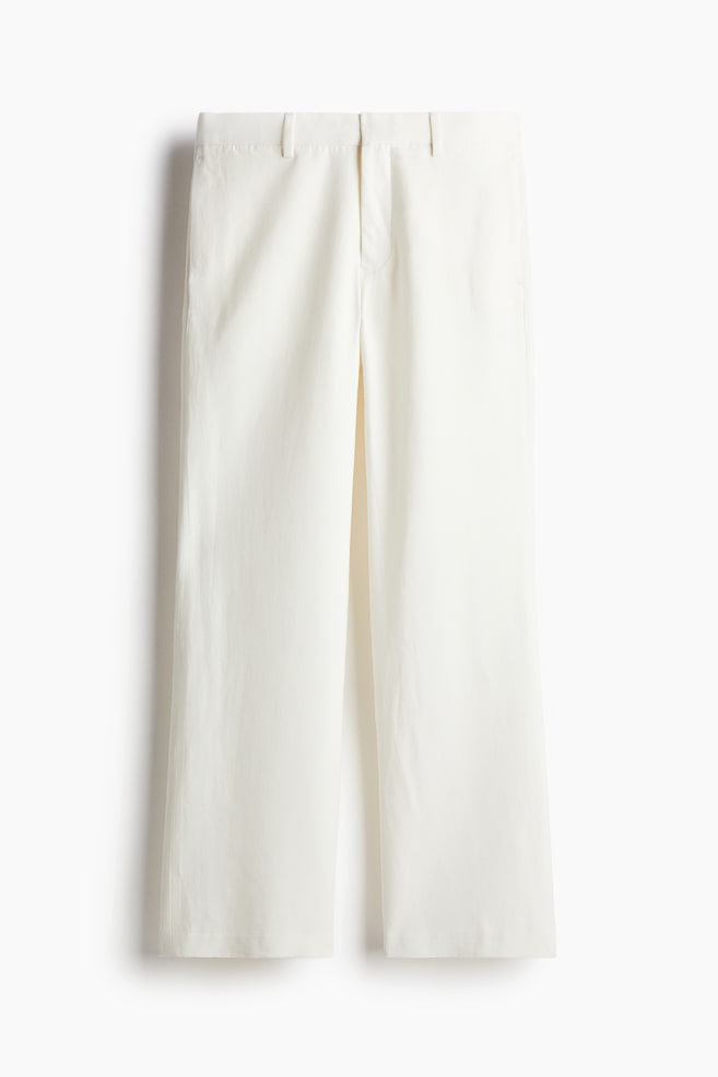 Ausgestellte Hose aus Leinenmix in Regular Fit - Weiß/Schwarz - 1