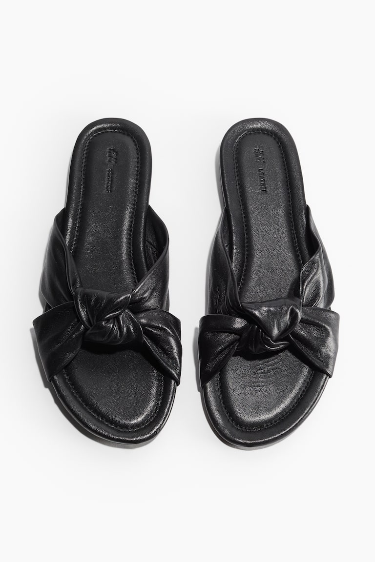 Knot-detail Leather Sandals Black Ladies H&M US
