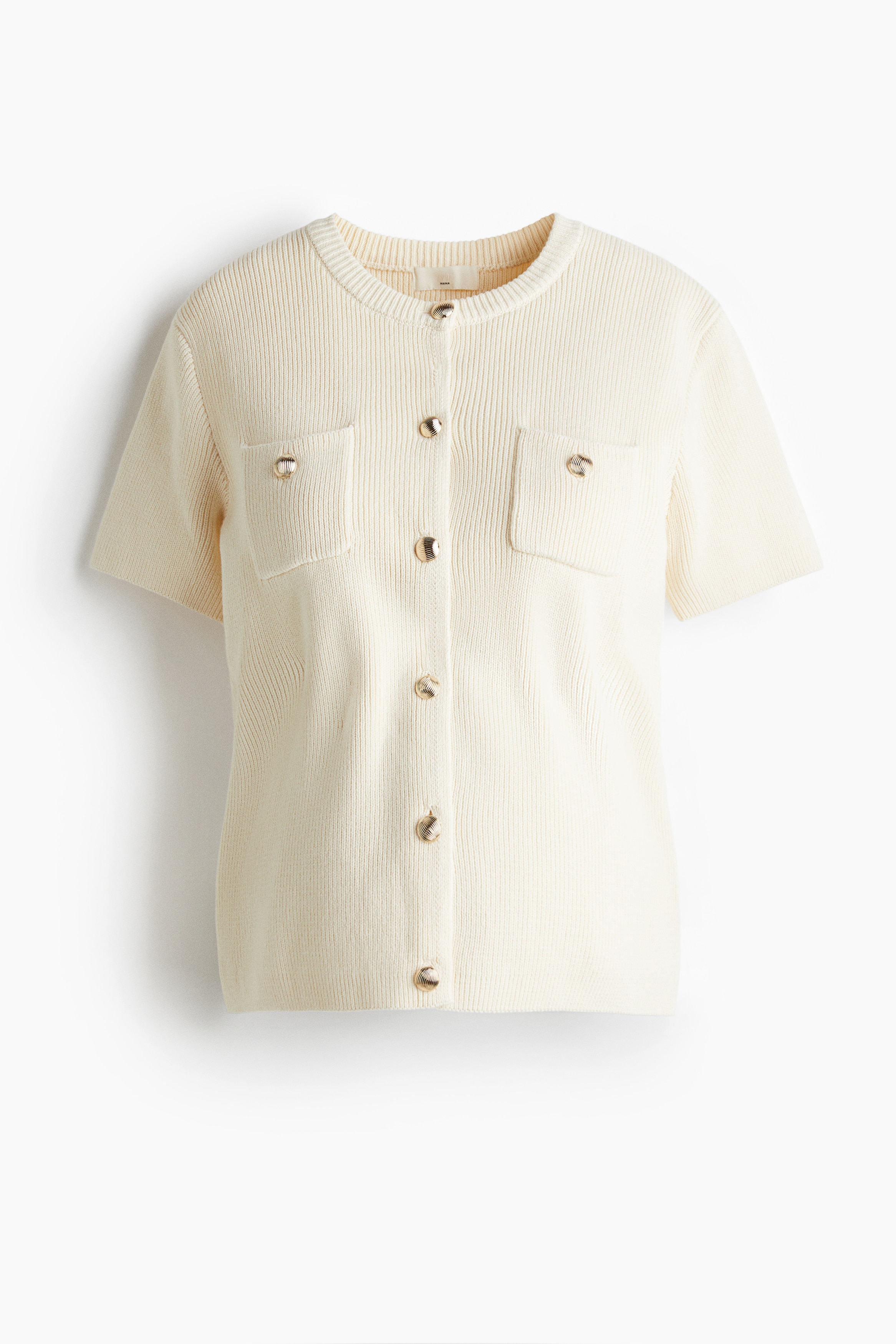 MAMA Cardigan a coste - Crema/Nero