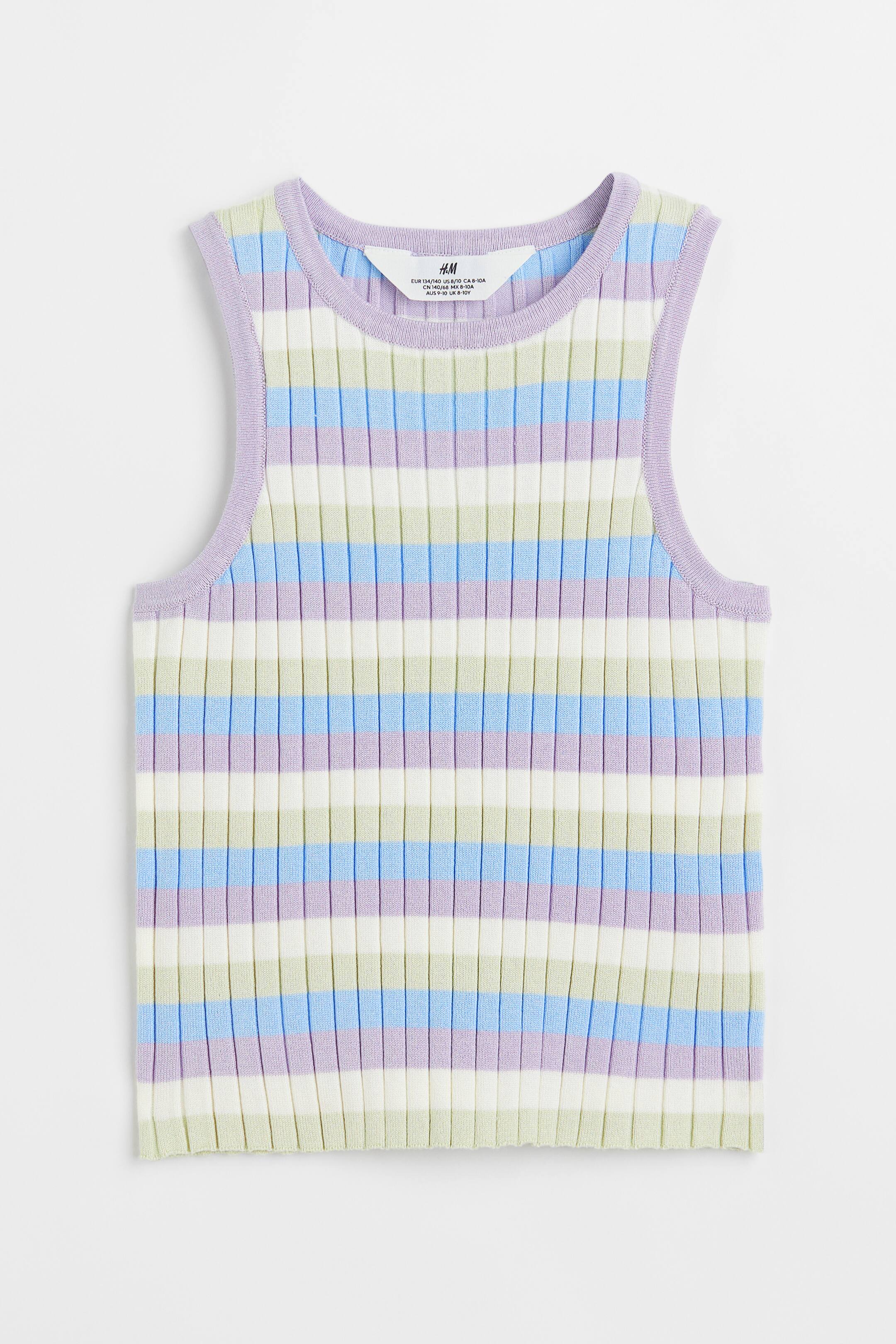 Rib-knit Top - Light purple/striped - Kids | H&M US