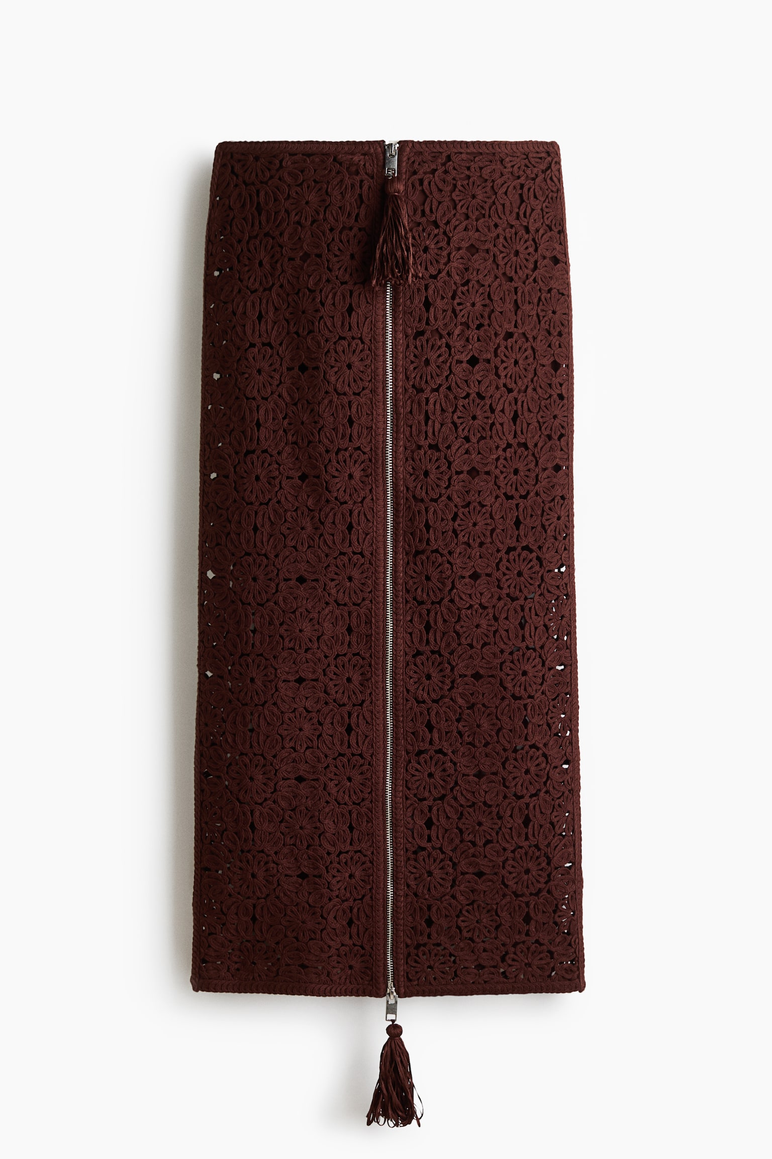鉤花造型裙 - 深咖啡色 - 1
