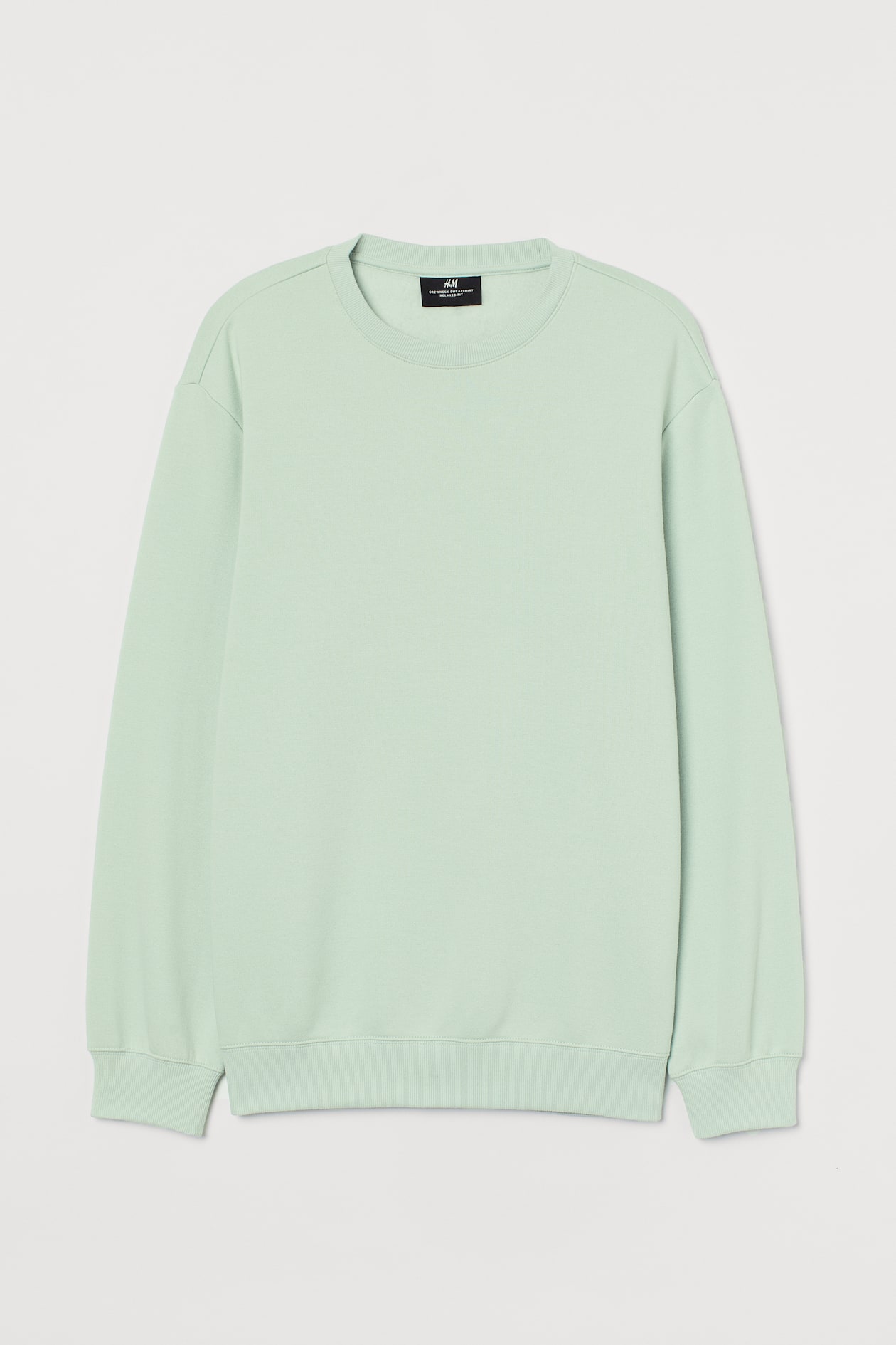 Relaxed Fit Sweatshirt - Round Neck - Long sleeve - Mint green - Men ...