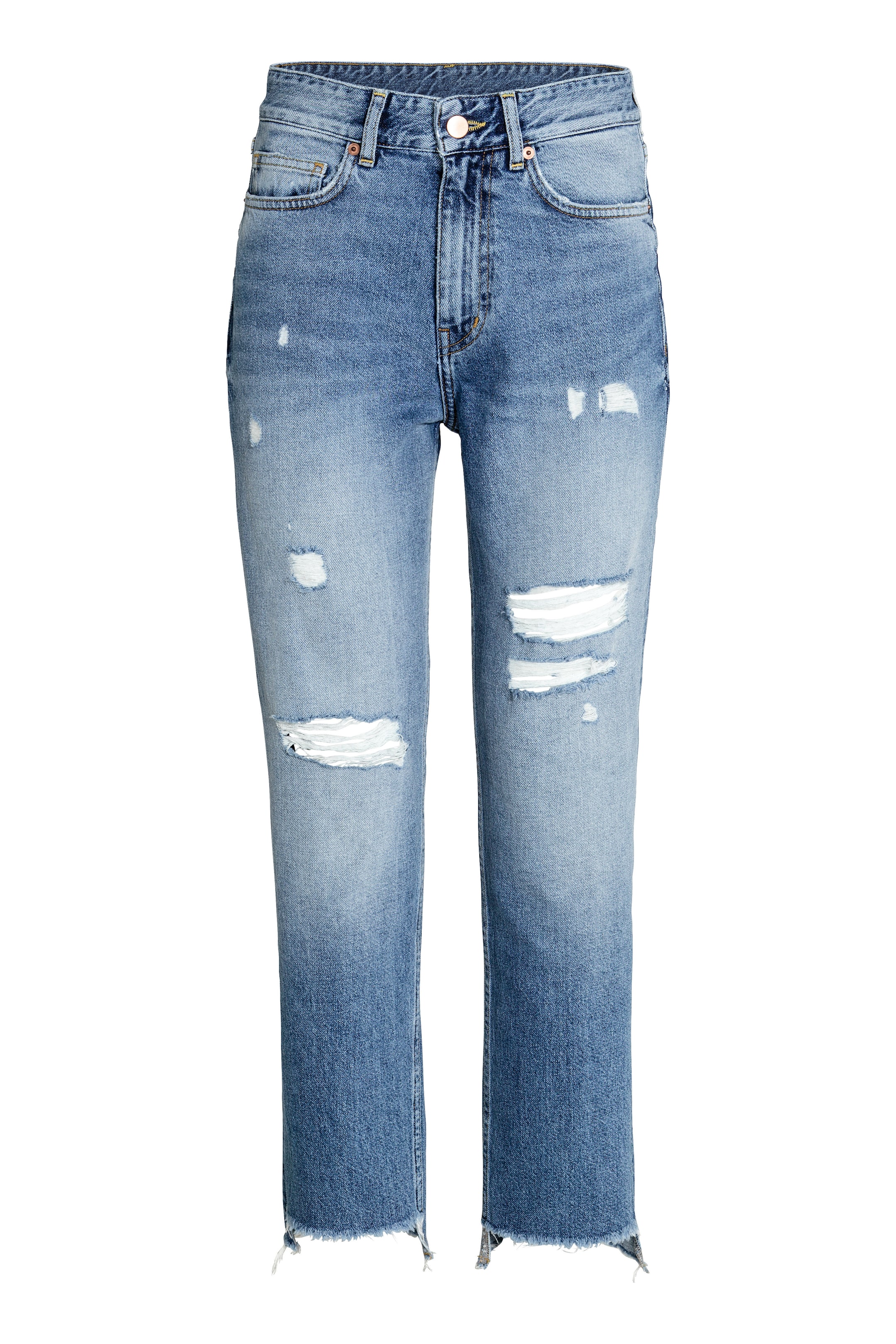 View larger image: Straight Regular Relaxed Jeans - Denim blue trashed - Ladies | H&M GB 1