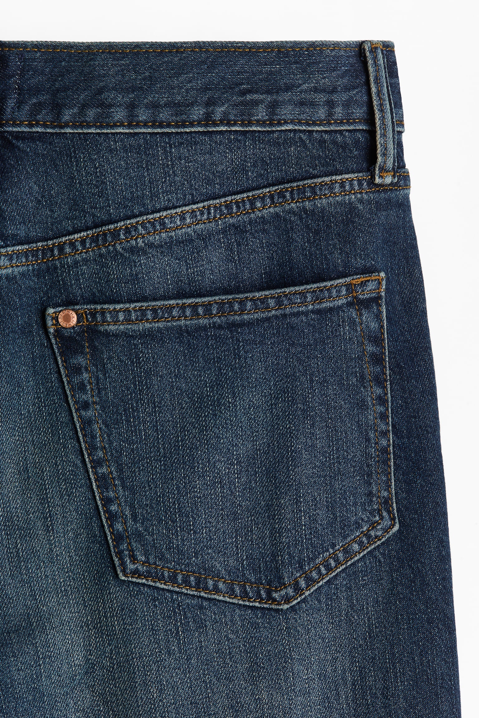 Мужские джинсы H&M Slim Bootcut, цвет: Тёмный джинсовый синий — фото 6