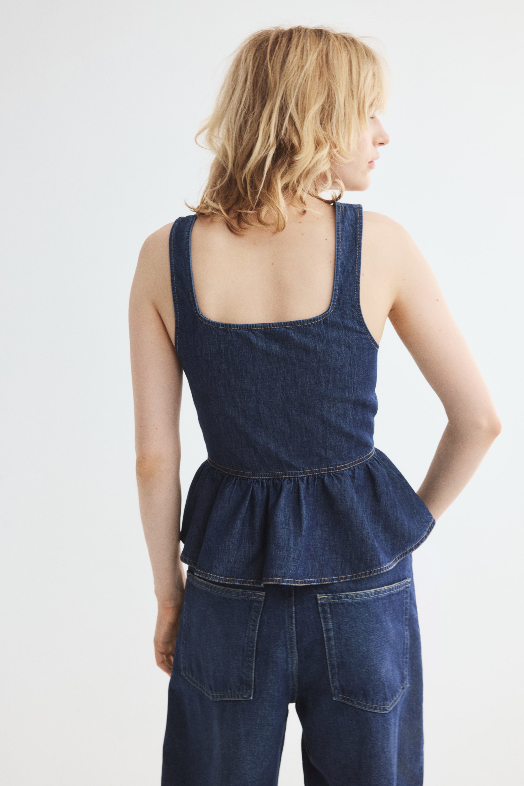 Denim Peplum Top