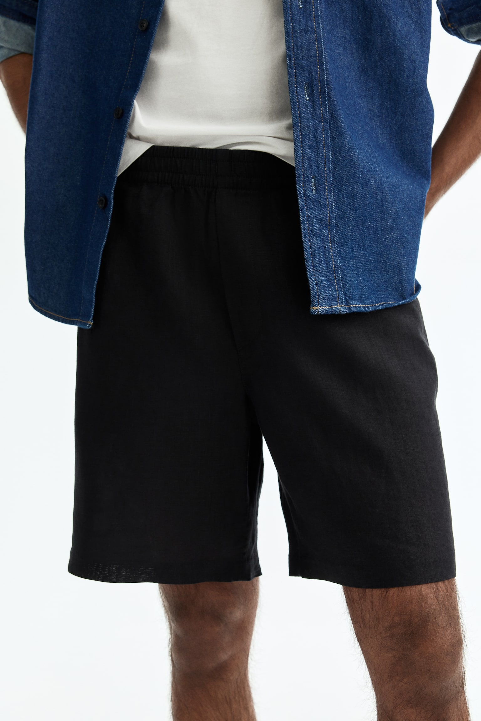 מכנסי פשתן קצרים Relaxed Fit - 5