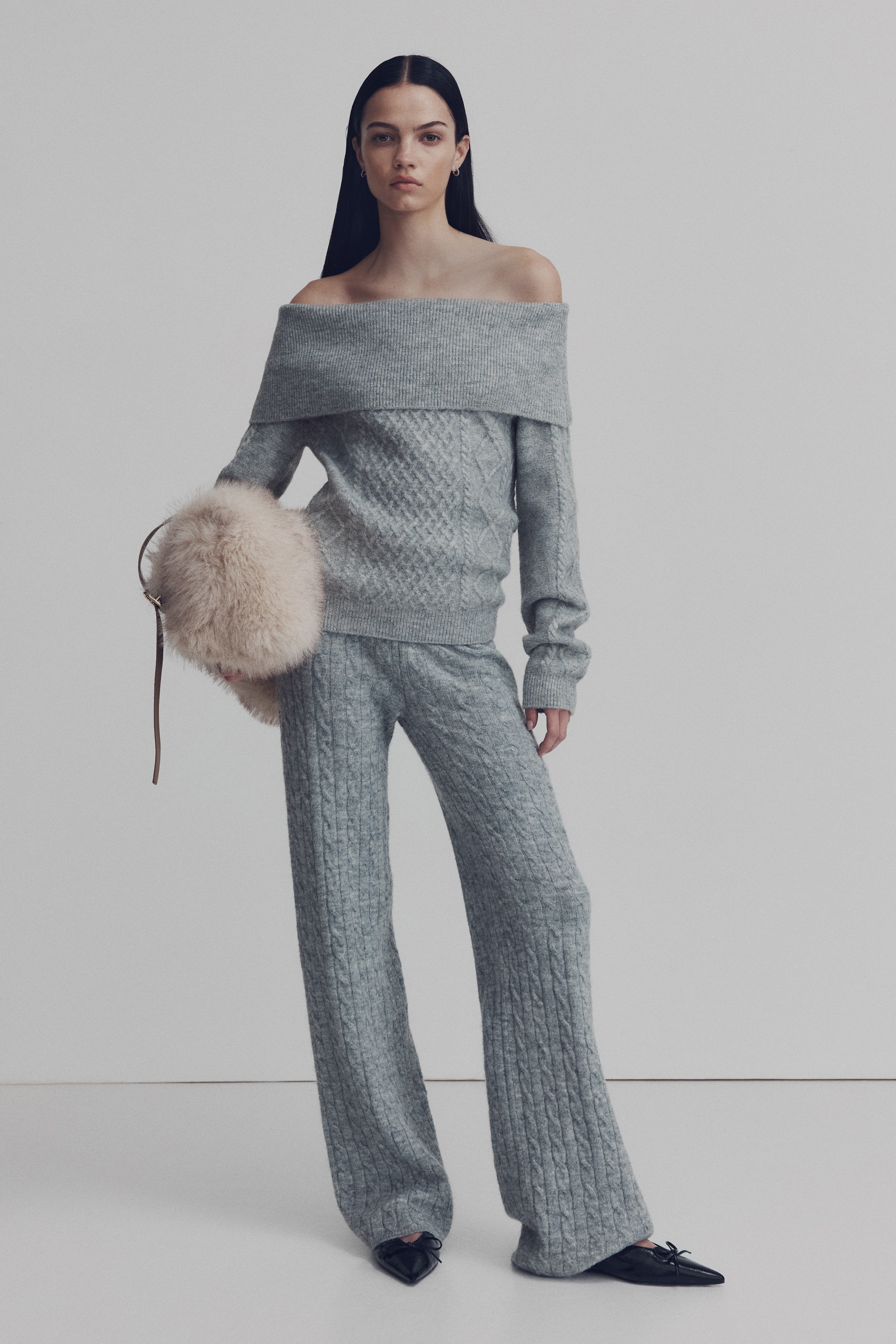 Off-the-Shoulder Sweater - Gray melange - Ladies | H&M US