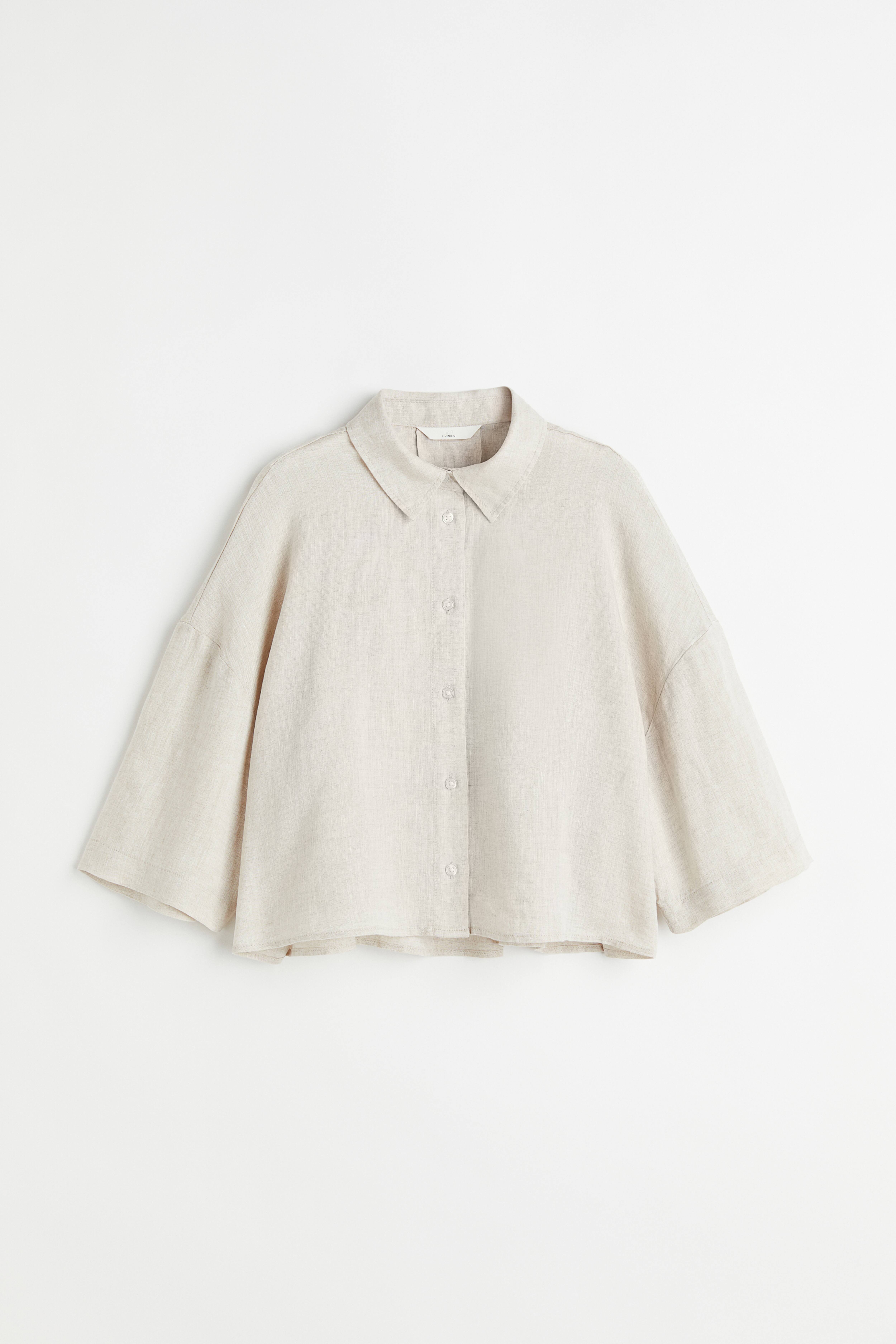 Tan linen box shops cut top