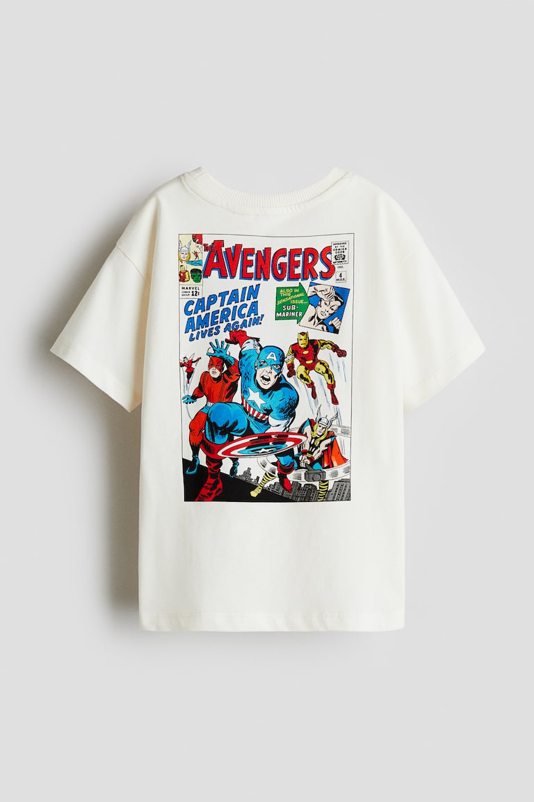 Printed cotton T-shirt White/Marvel Comics Kids H&M GB