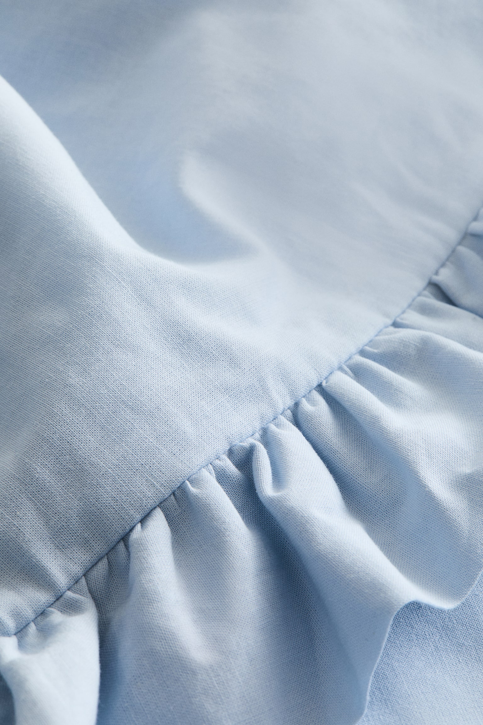 Bavlnená obliečka na vankúš s volánikmi - Svetlomodrá/Biela/Svetlá sivobéžová - 2