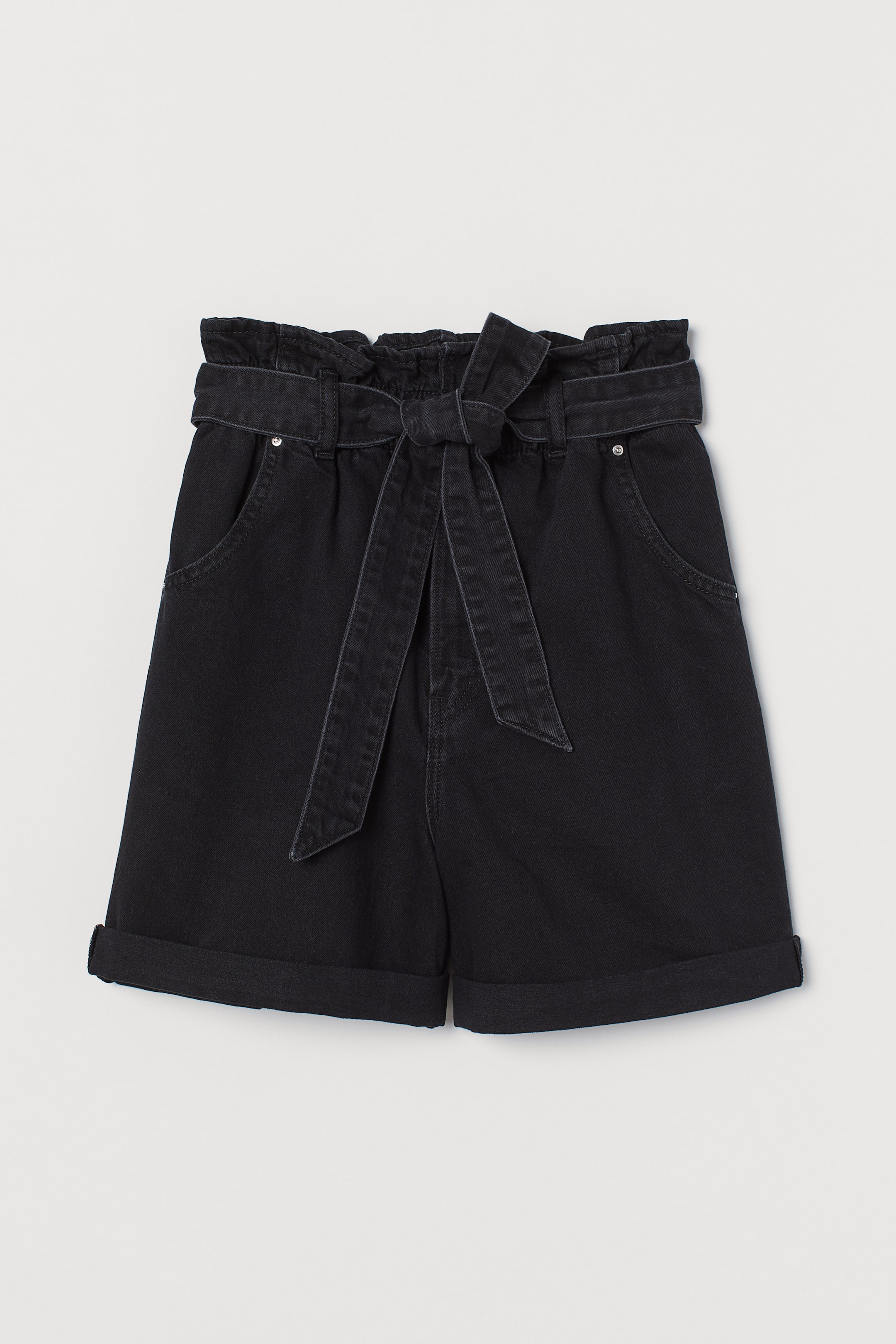 Denim paper bag shorts Black Ladies H&M HK