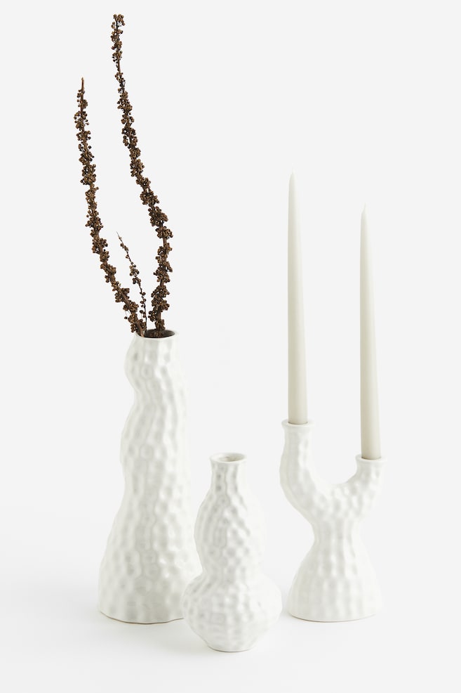 Asymmetric stoneware vase - White - 2