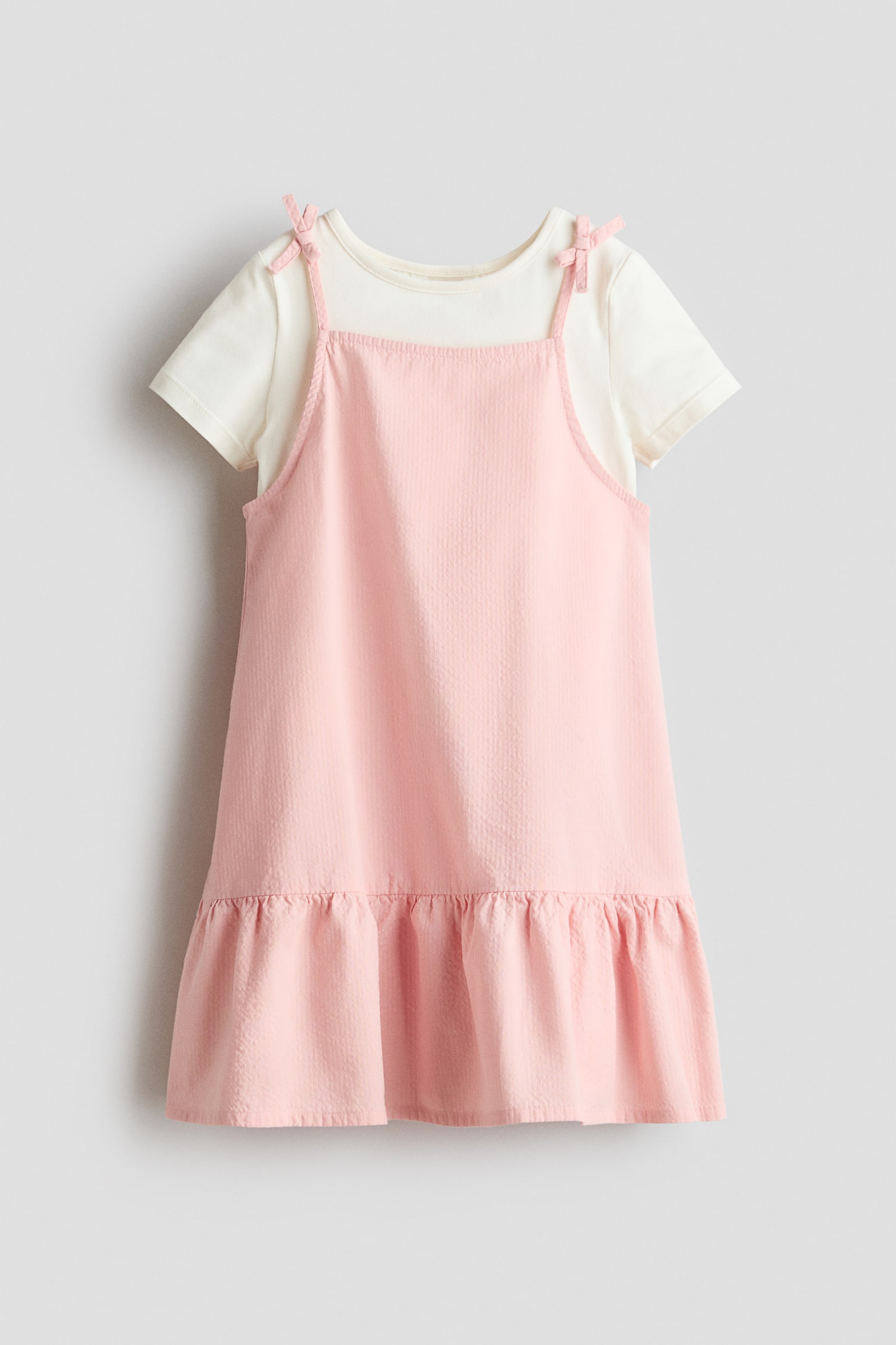2-piece cotton set - Light pink/Cream