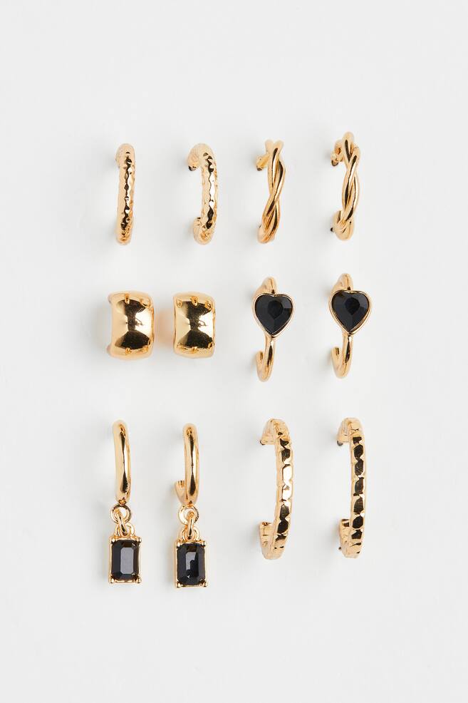 6 pairs earrings - Gold-coloured - 1