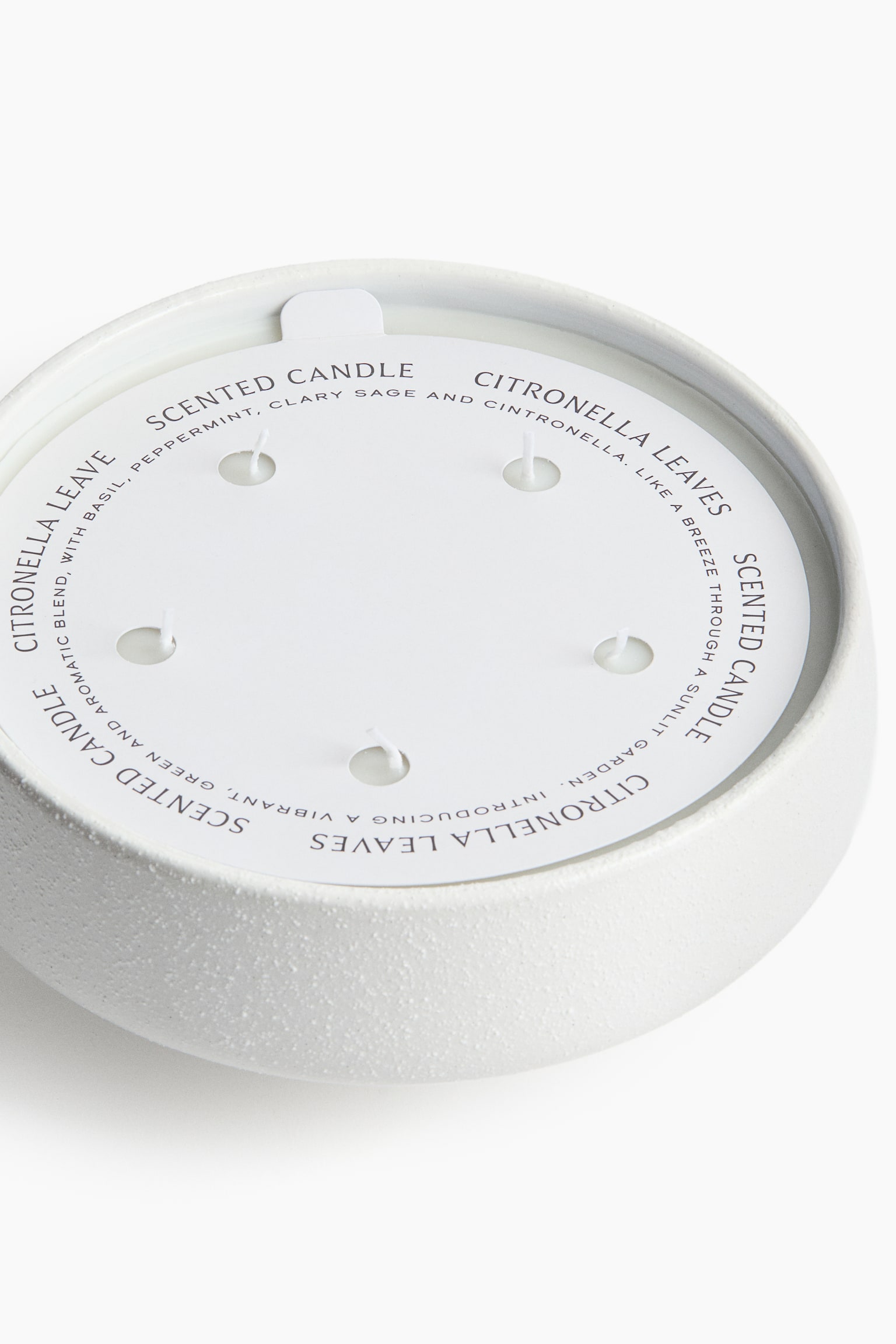 Extra-large herbal-scented candle - White/Citronella Leaves - 4