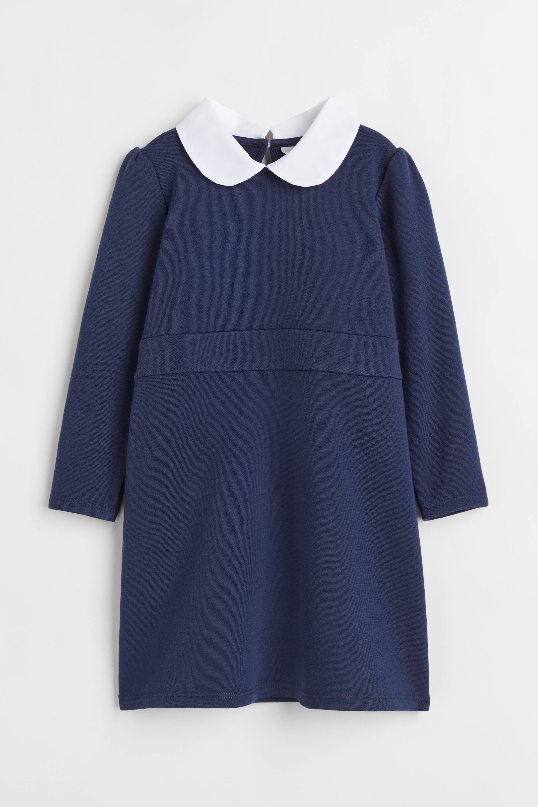 Agrandir l'image: Robe en molleton avec col - Bleu marine - ENFANT | H&M FR 1