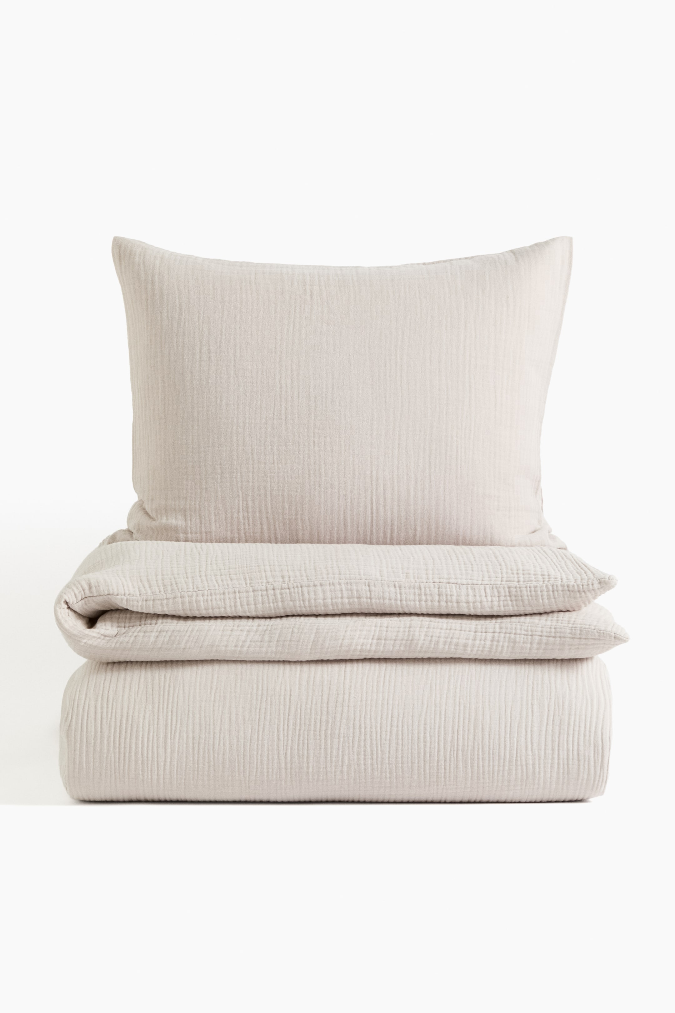 拡大画像を表示: モスリン掛け布団カバーセット シングル - ライトグレージュ - Home All | H&M JP 1