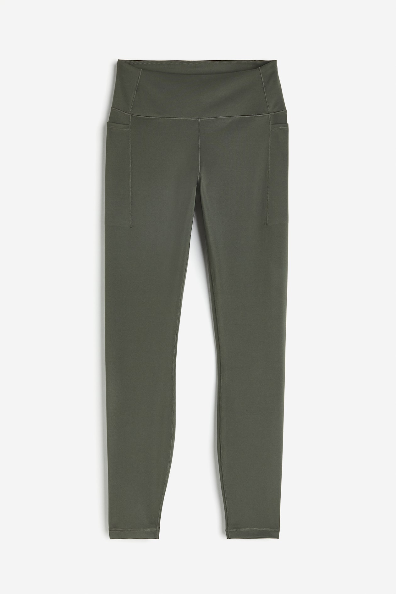 Pocket-detail sports leggings in SoftMove™ Khaki green Ladies H&M