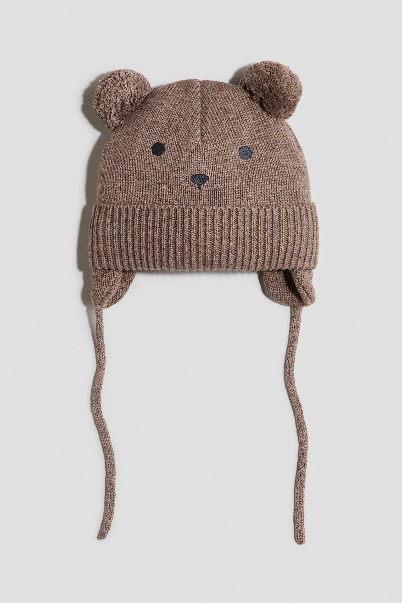 Bonnet doublé polaire avec liens à nouer - Marron/Beige