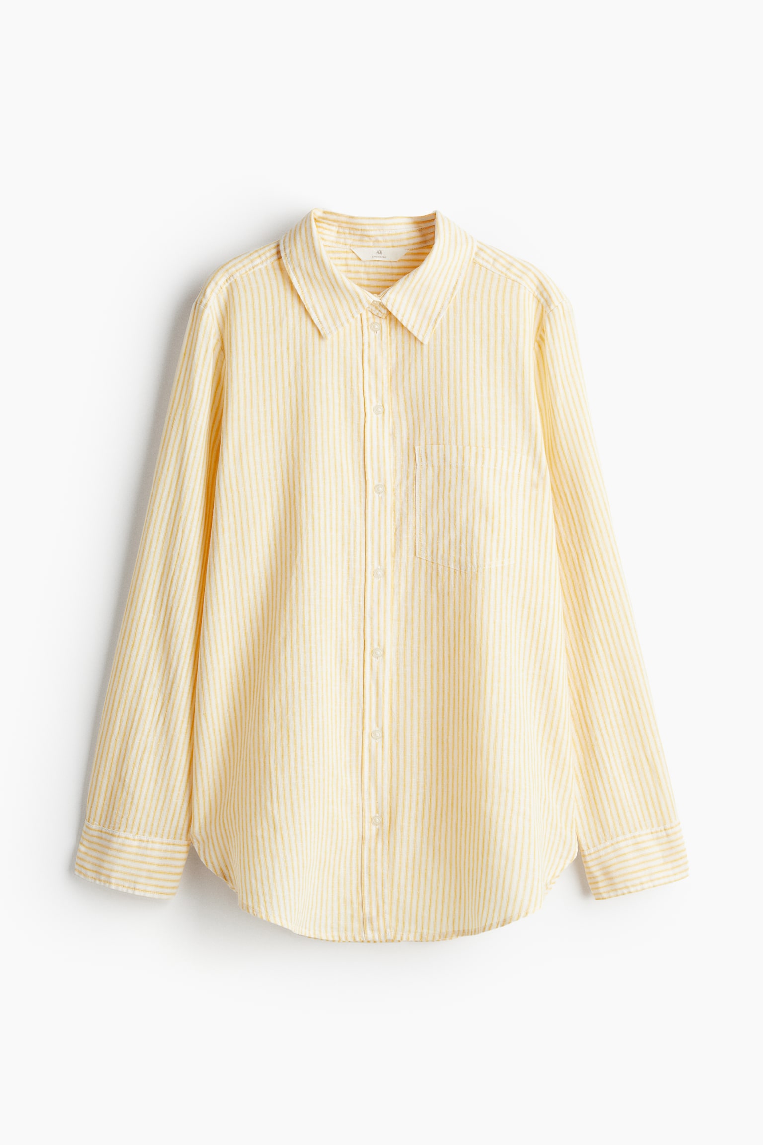 Linen Blend Shirt - Yellow/Stripe/White/Light blue/Light beige/Khaki green/Blue/Bright blue/Black/Blue/White stripe - 2