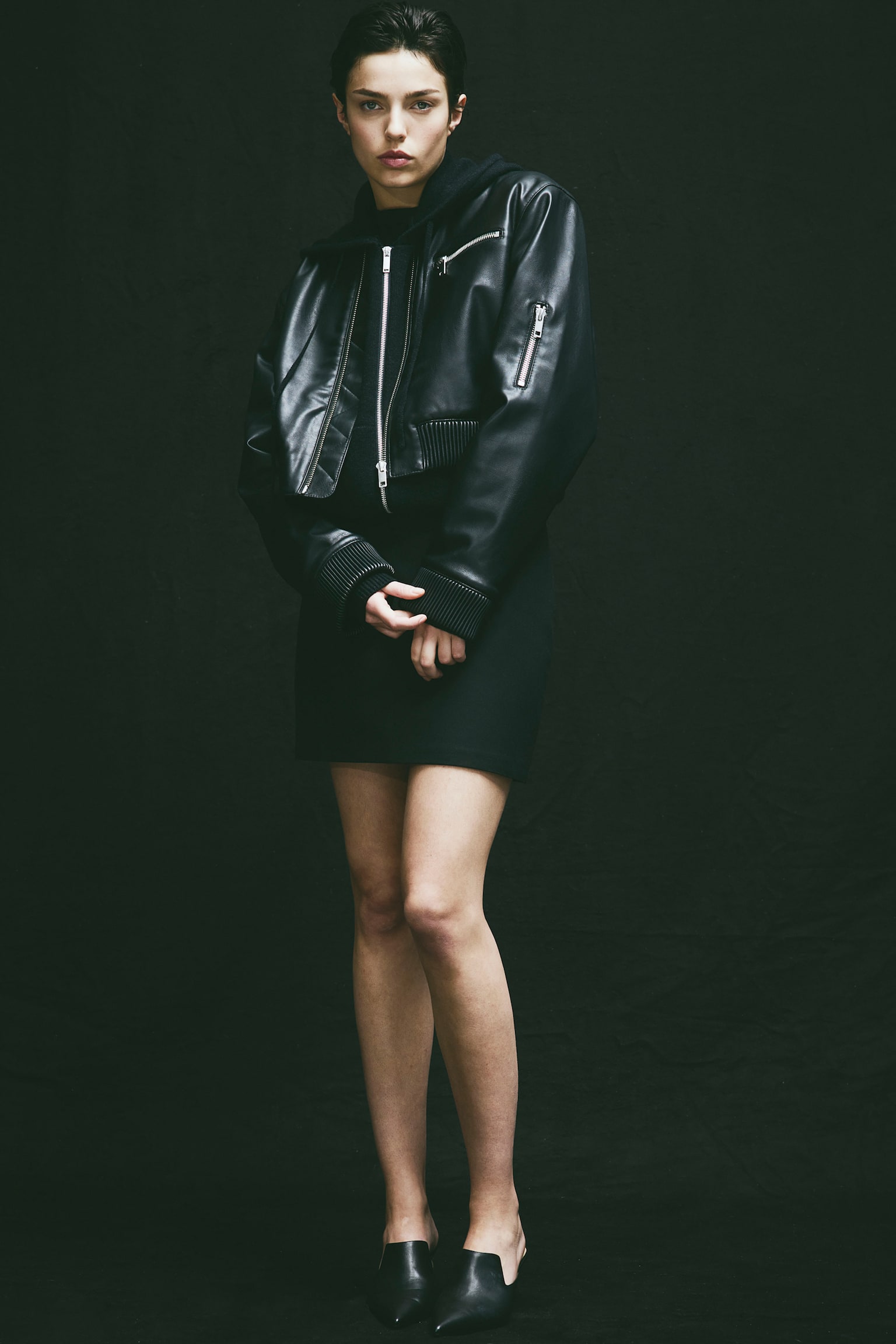 Coated Bomber Jacket - Black - 6