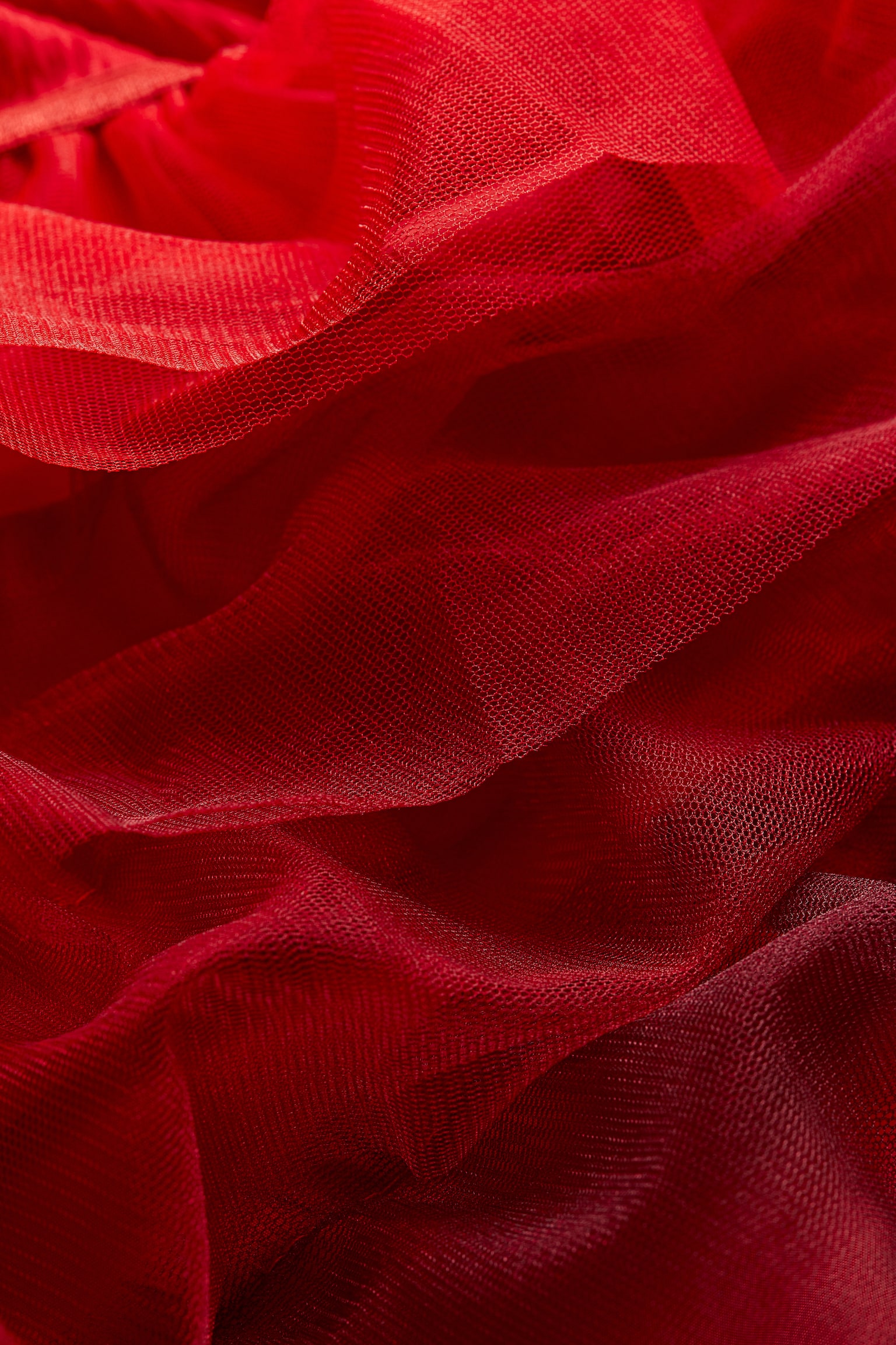 Tulle Skirt Dress - Red - 2