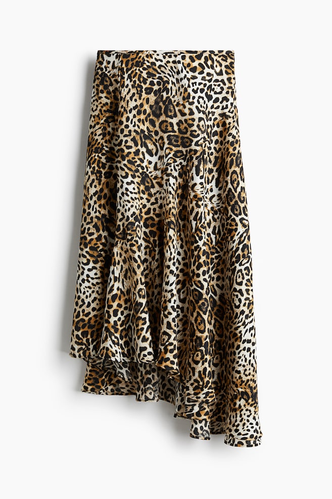 Asymmetric midi skirt - Beige/Leopard print - 1