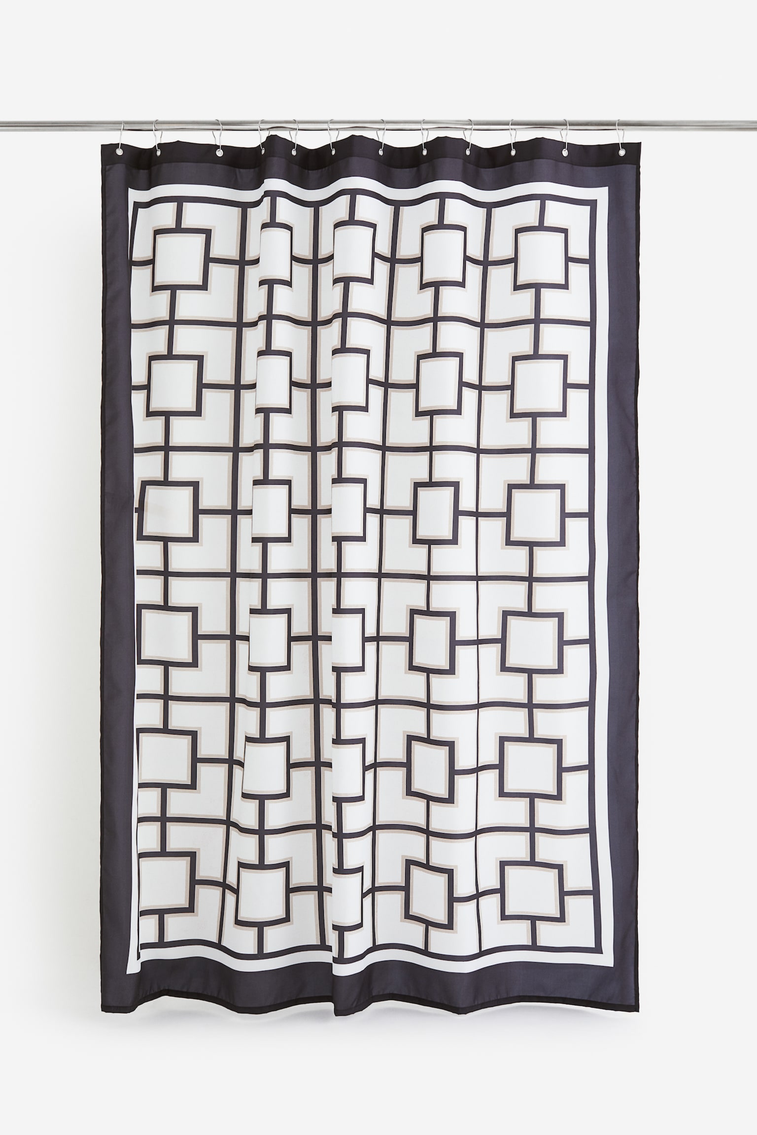 Patterned shower curtain - White/Black - 3