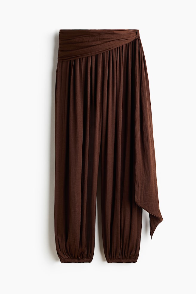 Pantalon ballon avec panneau drapé - Marron foncé/Noir/Vert olive - 1