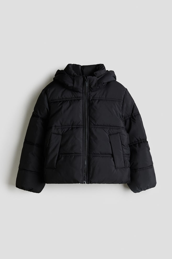 Hooded Puffer Jacket - Black - 1
