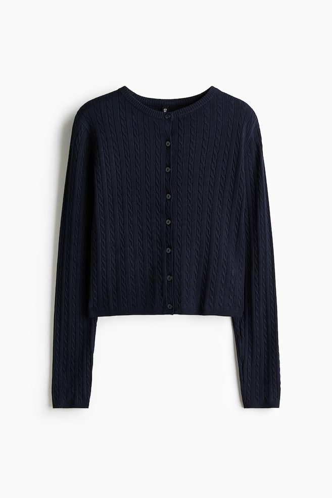 Cardigan tricotat cu torsade - Bleumarin/Albastru-deschis/Galben-deschis/Gri - 1