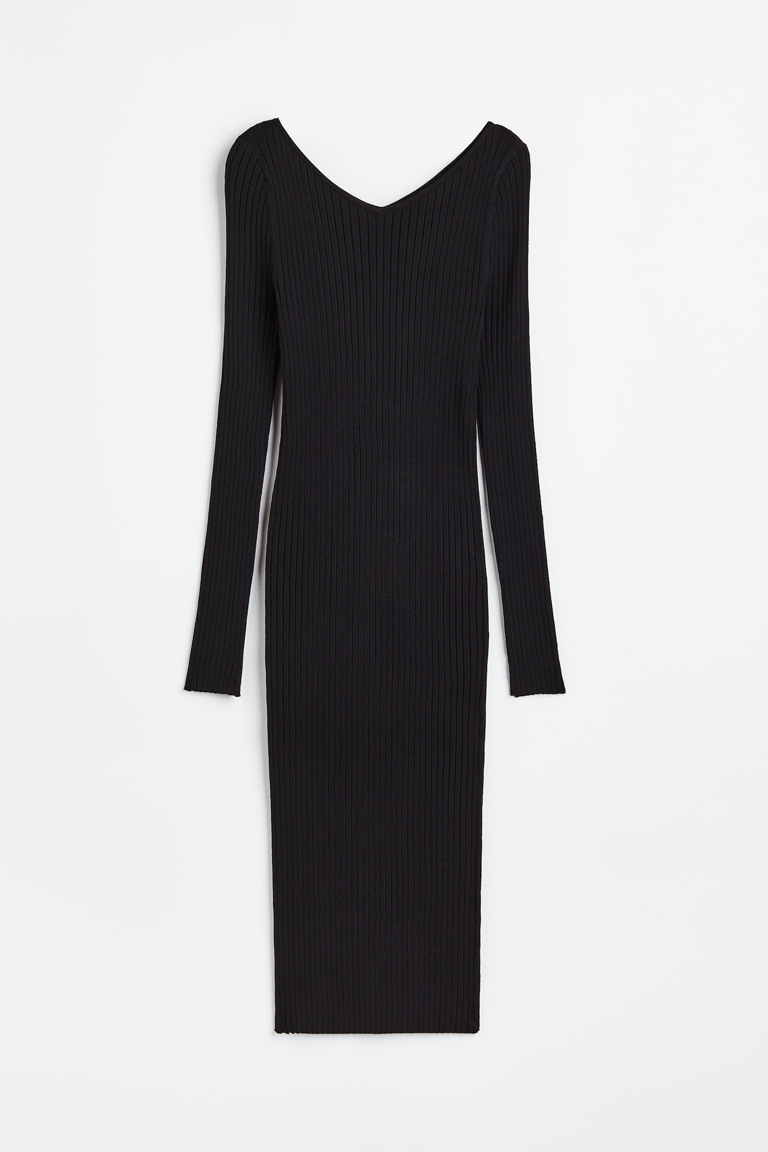 Abito bodycon in maglia a coste - Nero