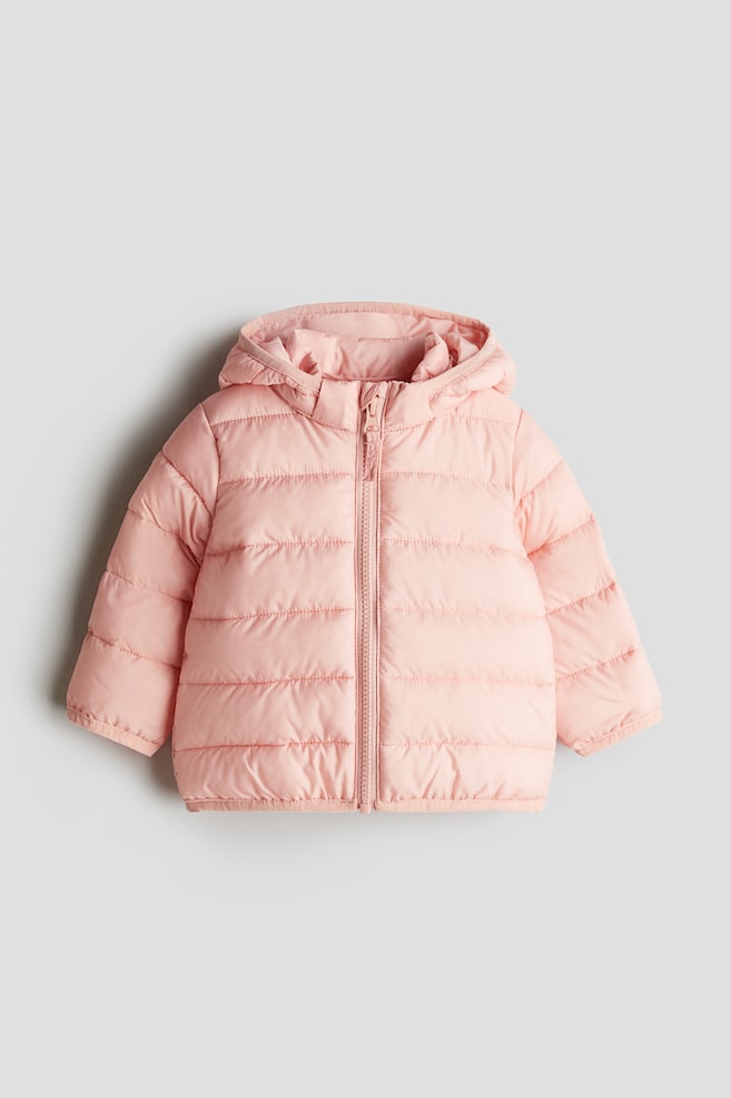Hooded puffer jacket - Light pink - 1