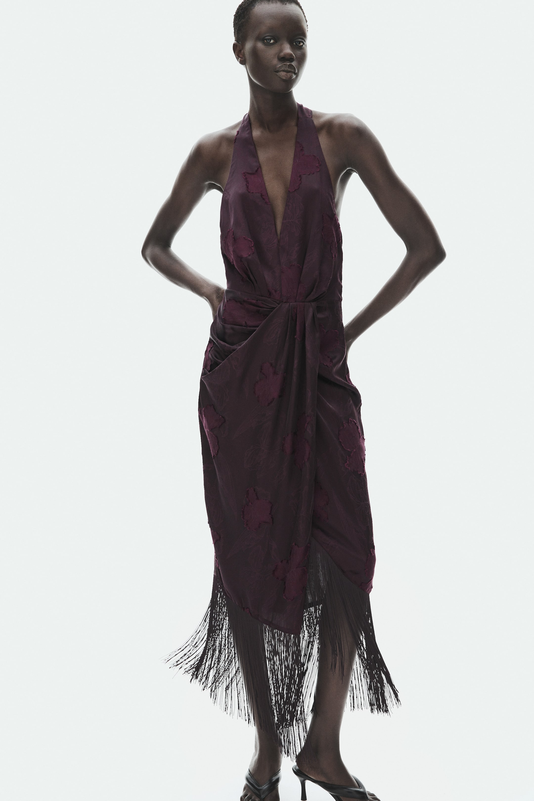 Robe à franges en tissu jacquard