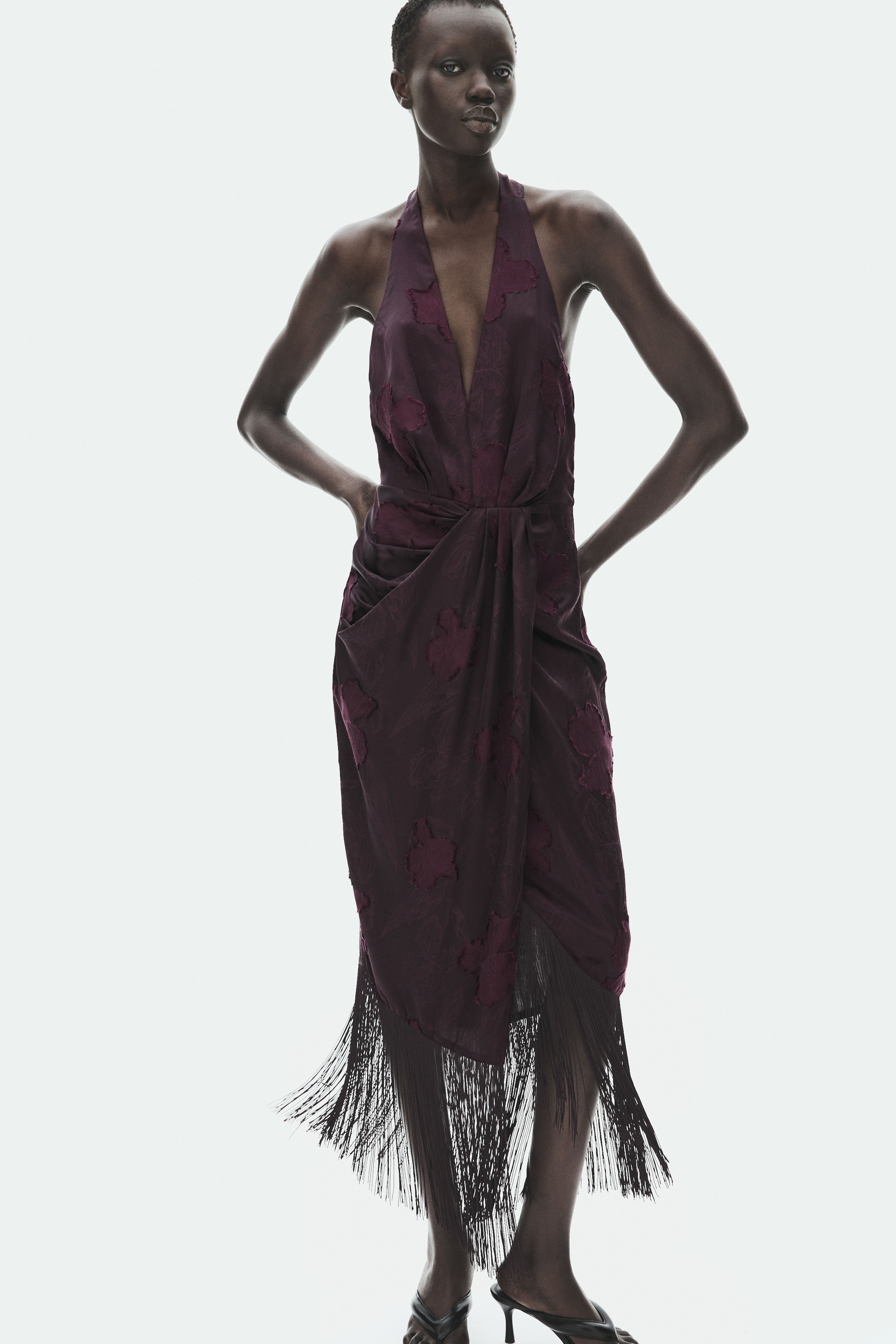 Robe à franges en tissu jacquard