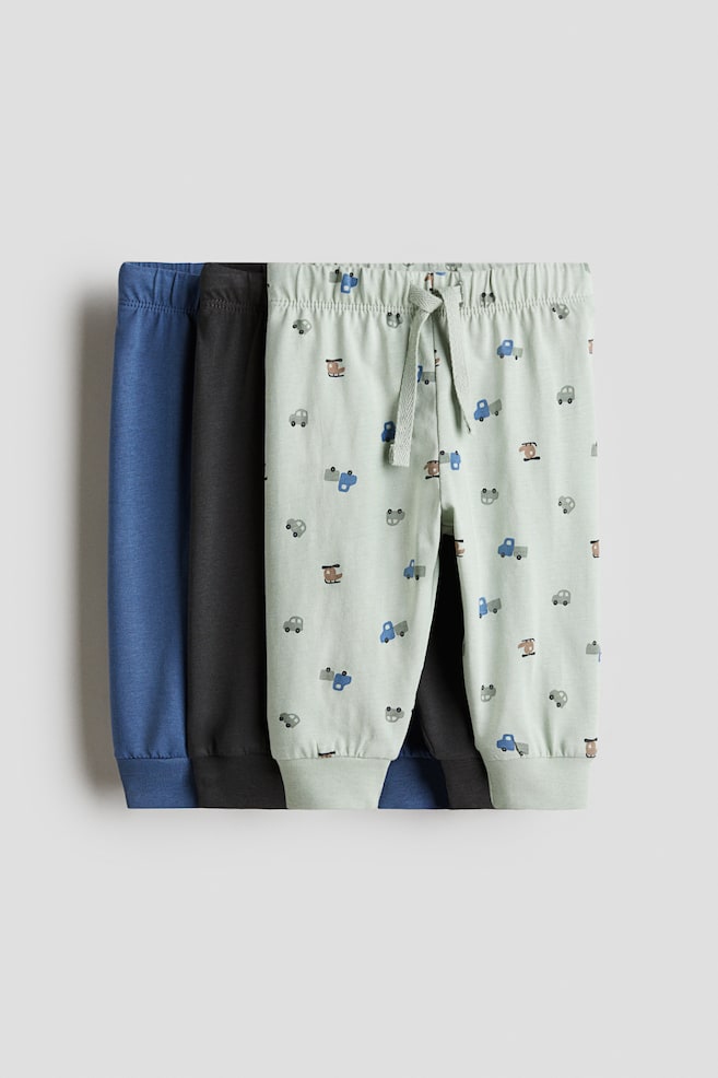 3-pack cotton jersey joggers - Light green/Cars/Brown/Dogs/Khaki green/Dinosaurs - 1