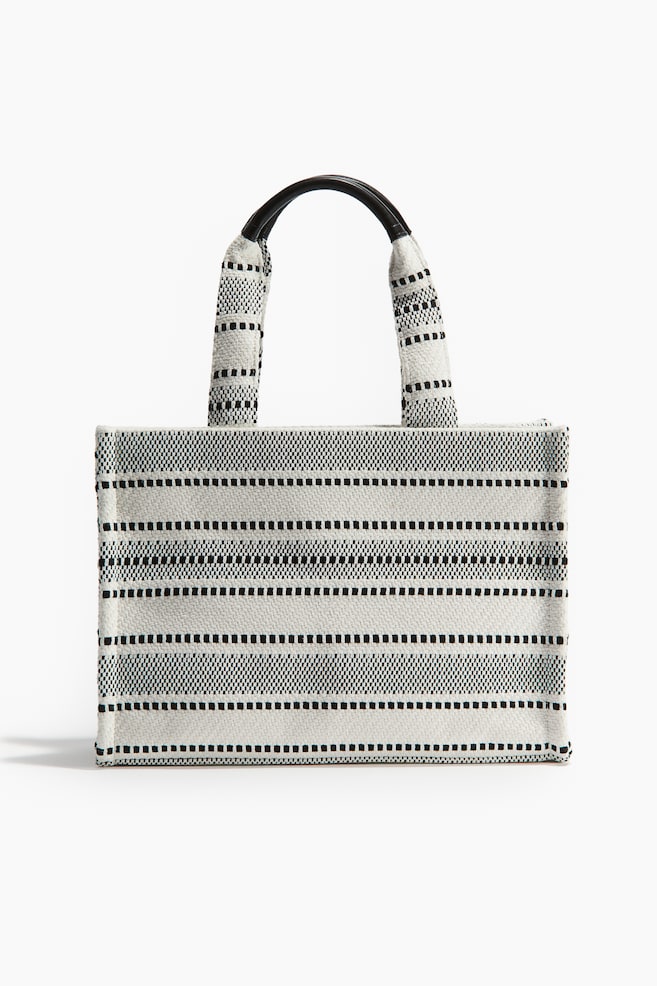 Shopper aus Baumwollmix - Schwarz/Weiß gestreift - 1