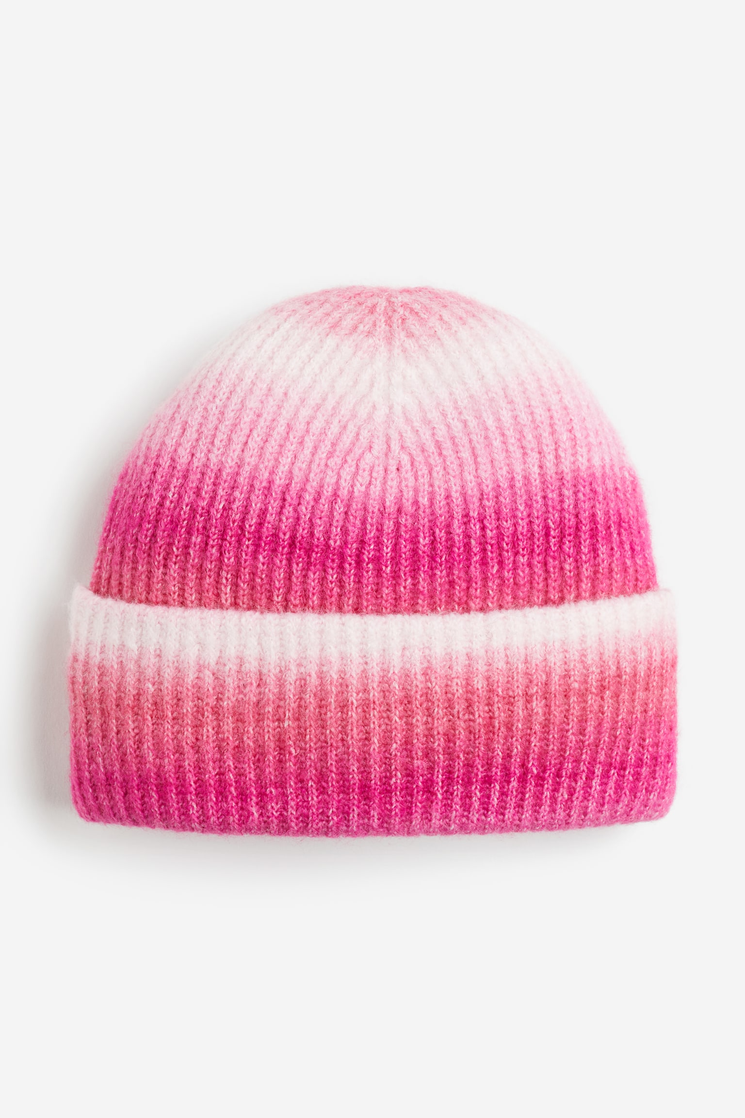 Rib-knit hat - Pink/Light pink/Green/Pink/Swirls - 1