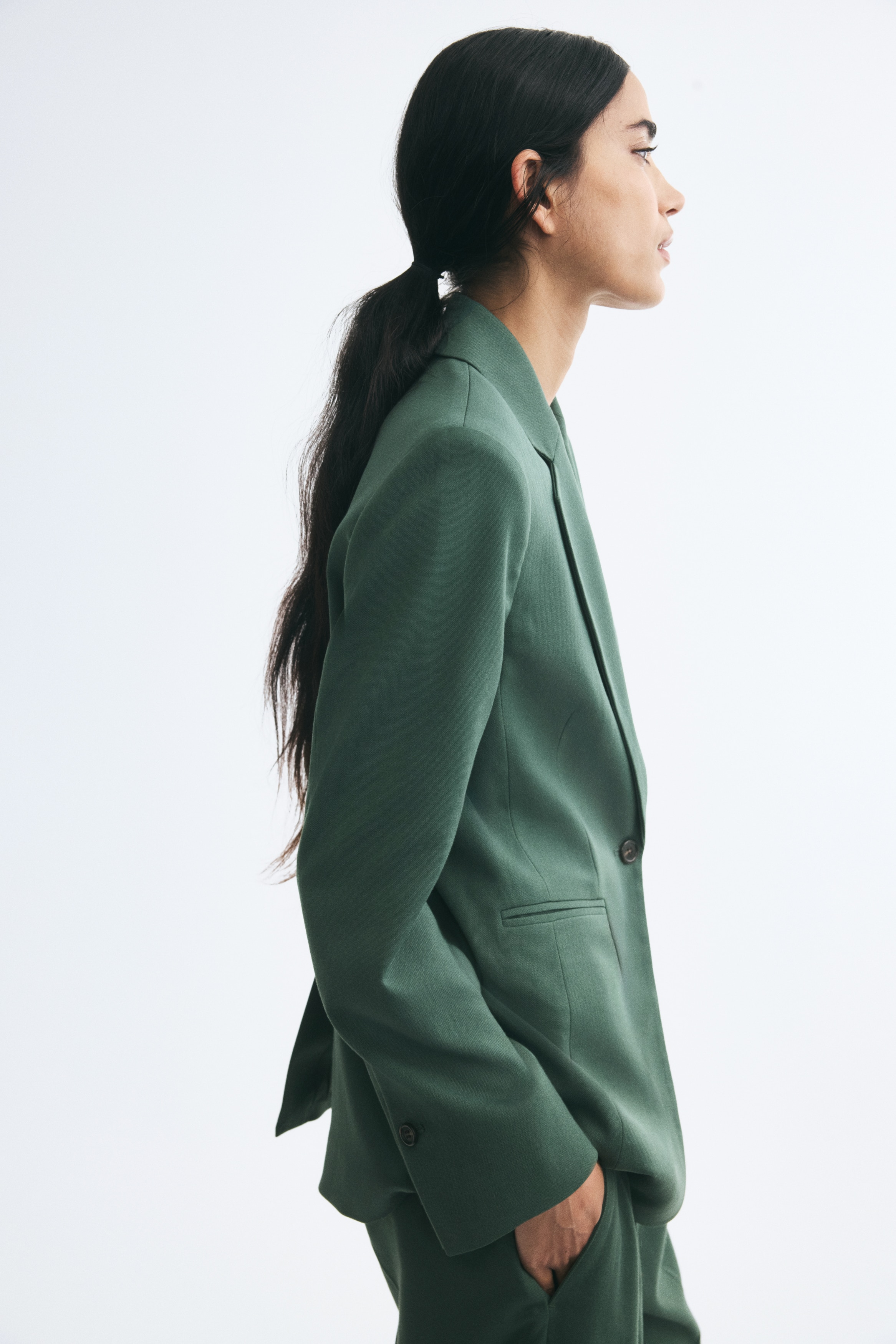 Single-breasted blazer - Dark green/Navy blue/Red