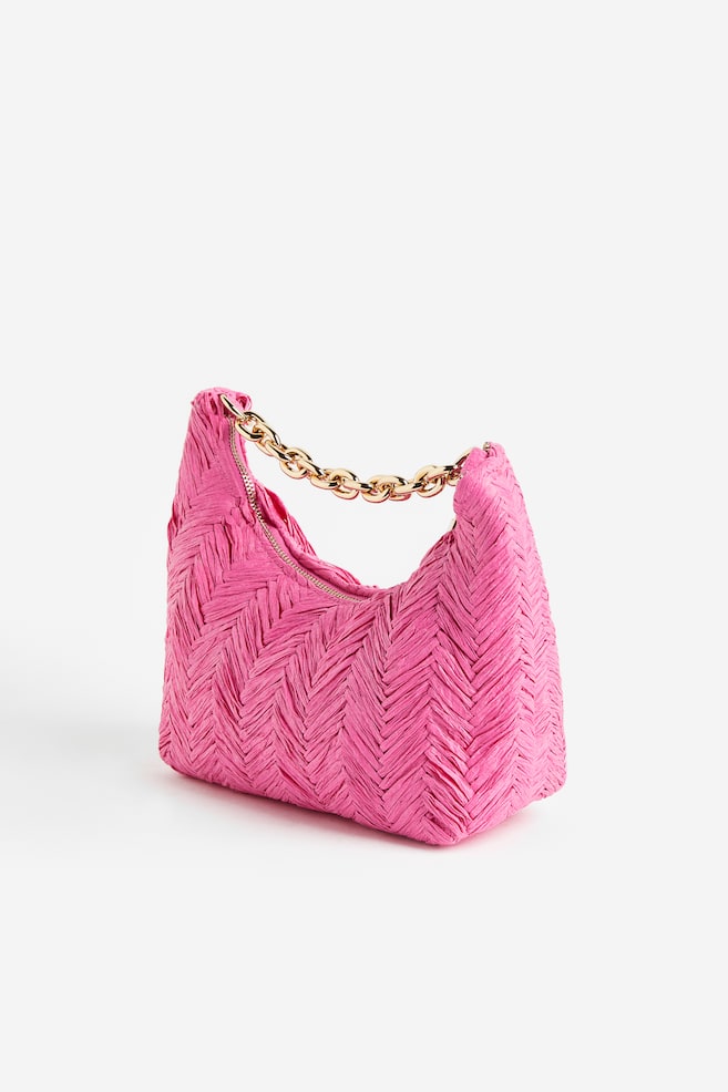 Straw shoulder bag - Pink/Yellow - 3