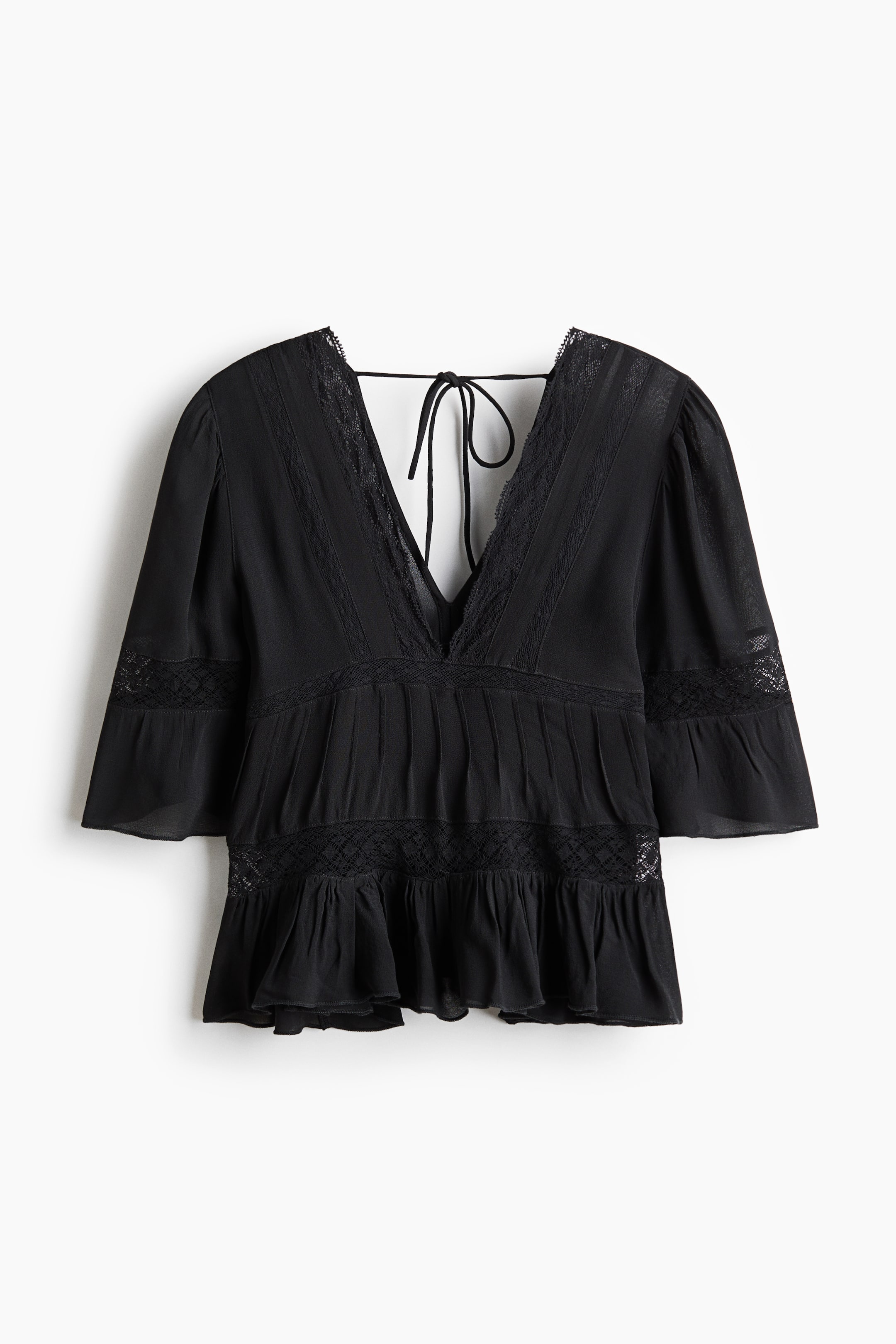 View larger image: Lace-detail viscose blouse - Charcoal grey - Ladies | H&M 1