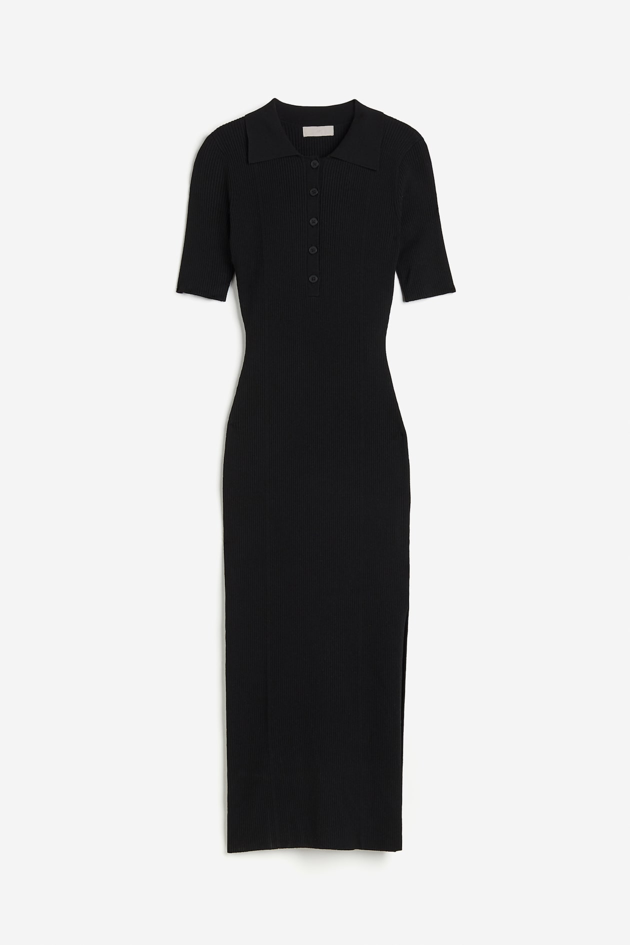 h&m collared ribbed dress Women's Black Collared rib-knit dress