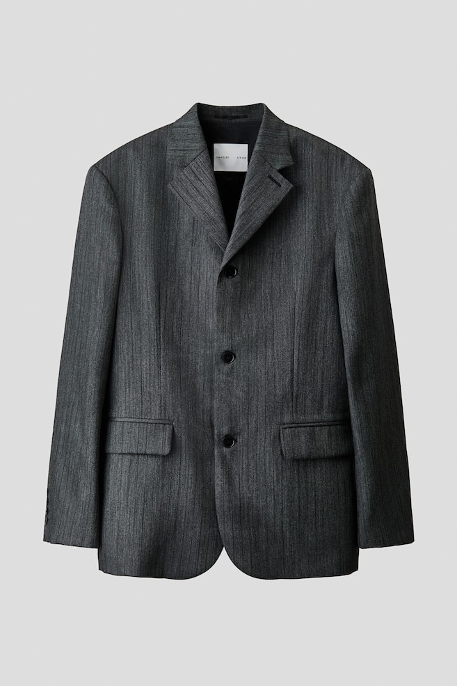 Regular Fit Single-breasted wool jacket - Dark grey/Pinstriped - 1