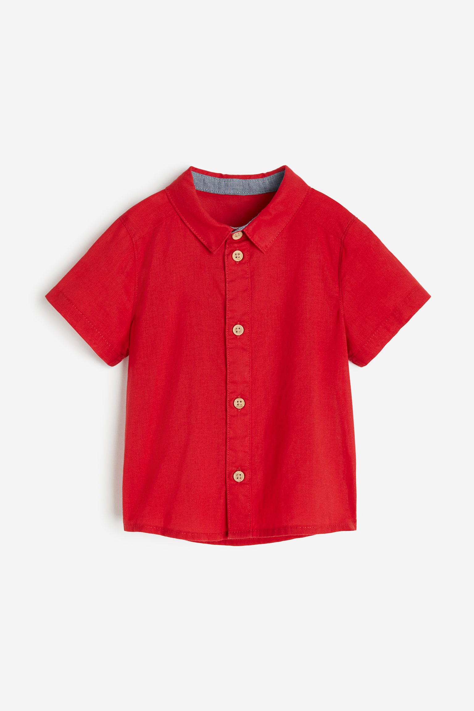 Short Sleeve Poplin Shirt - Red