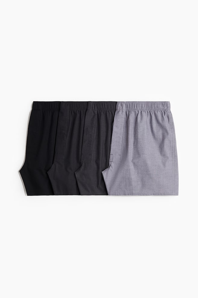 4-Pack Woven Boxer Shorts - Black/gray/Dark blue/checked/Black/checked/Khaki green/checked/Burgundy/plaid/Khaki green/checked/Dark turquoise/checked/Gray/black/Red/plaid/Light blue/dark blue - 1