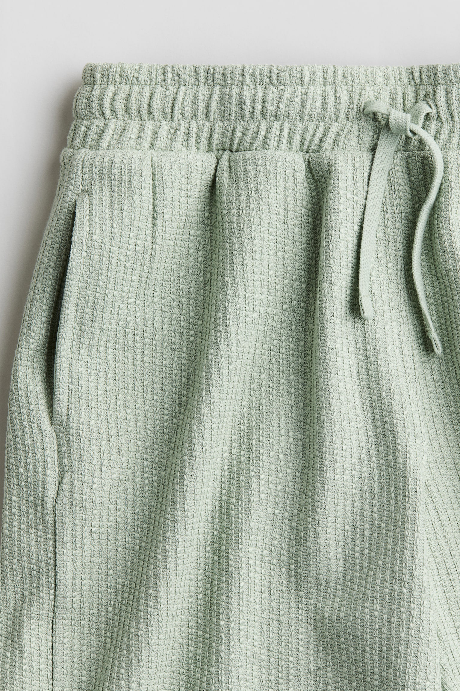 Textured-knit shorts - Light dusty green/White/Brown - 3