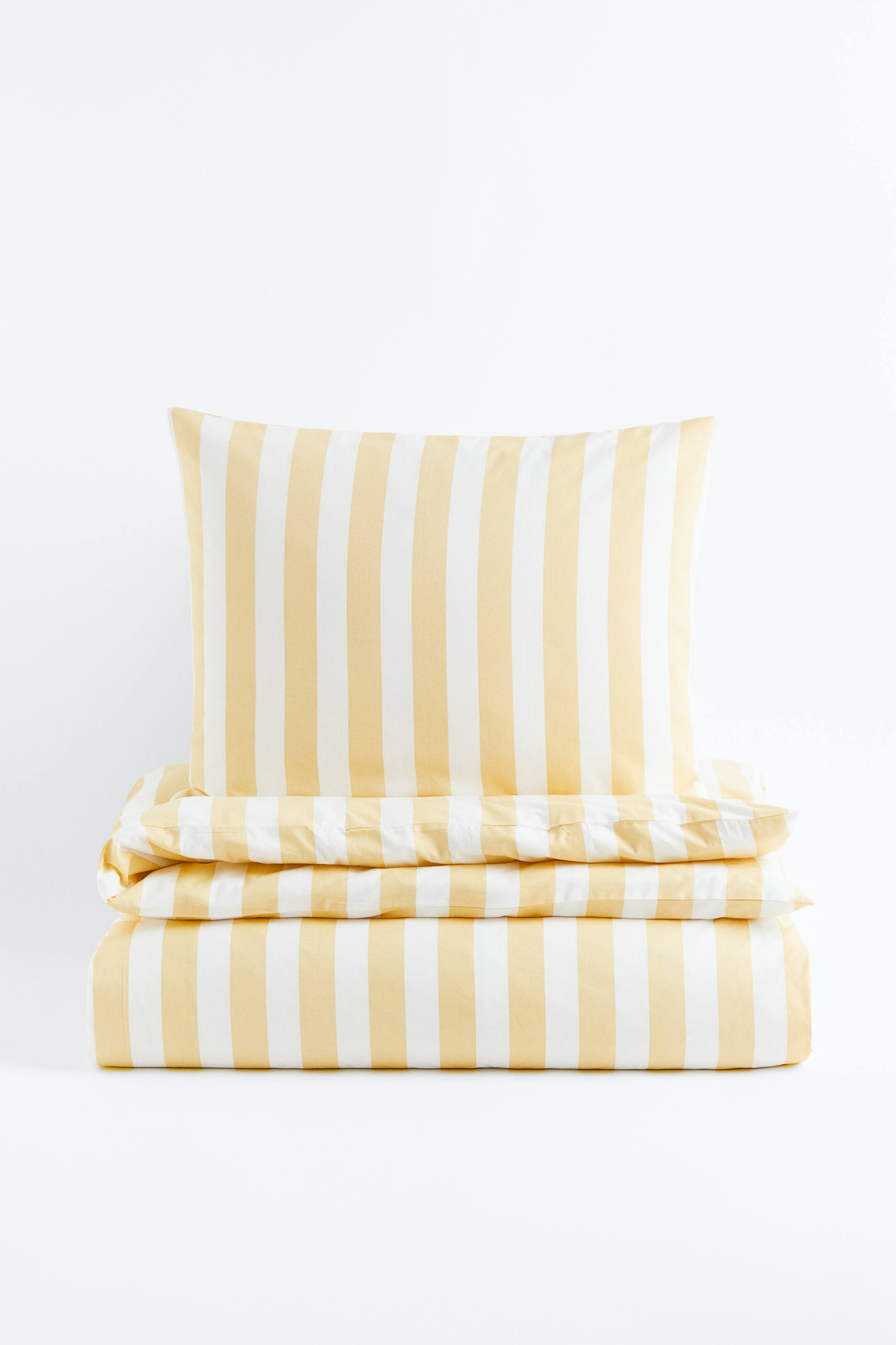 Striped Twin Duvet Cover Set Light yellow/striped Home All H&M US